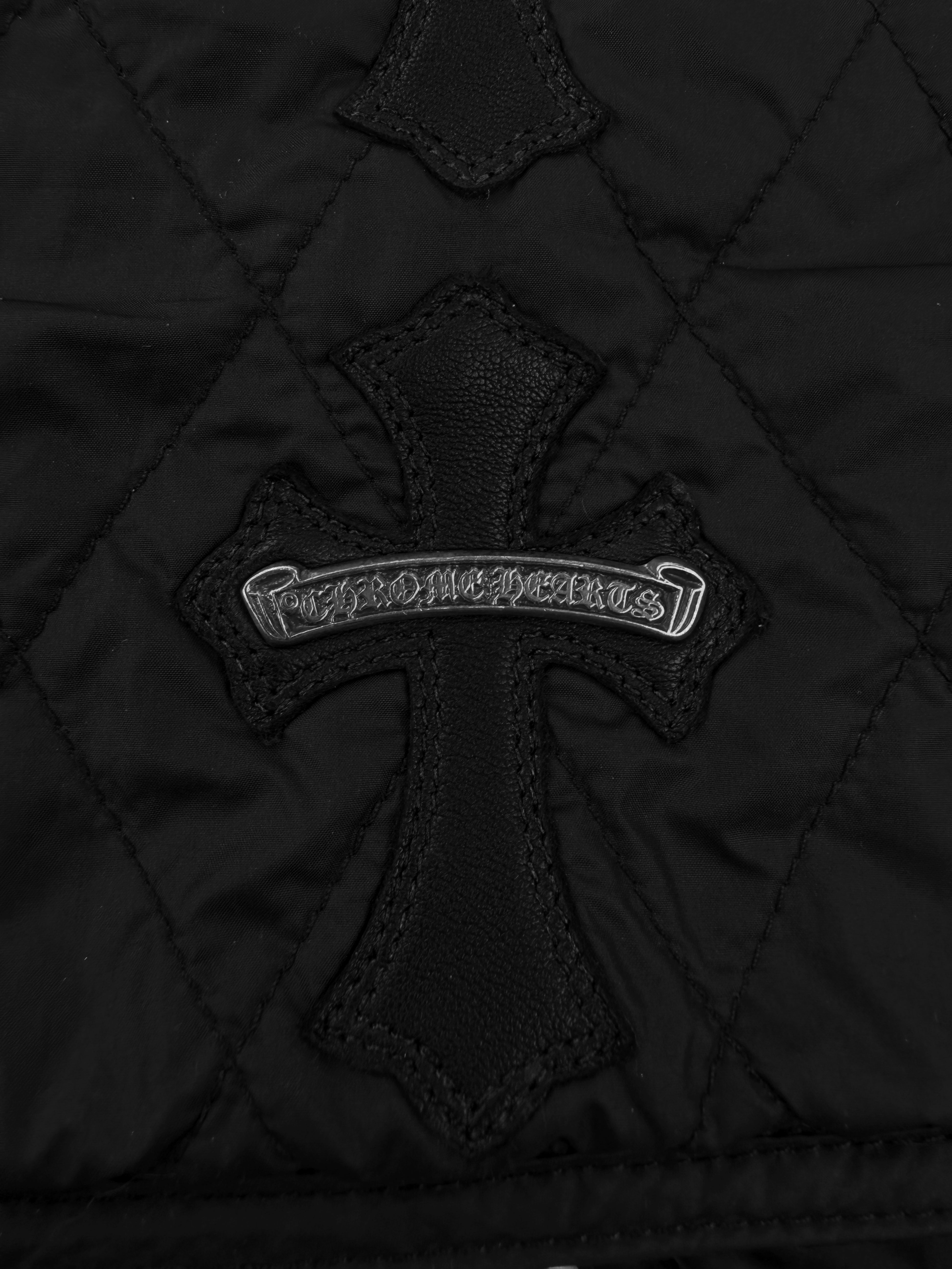 Chrome Hearts Spine Leather Cross Patch Black Dagger Zip Papa’s Vest