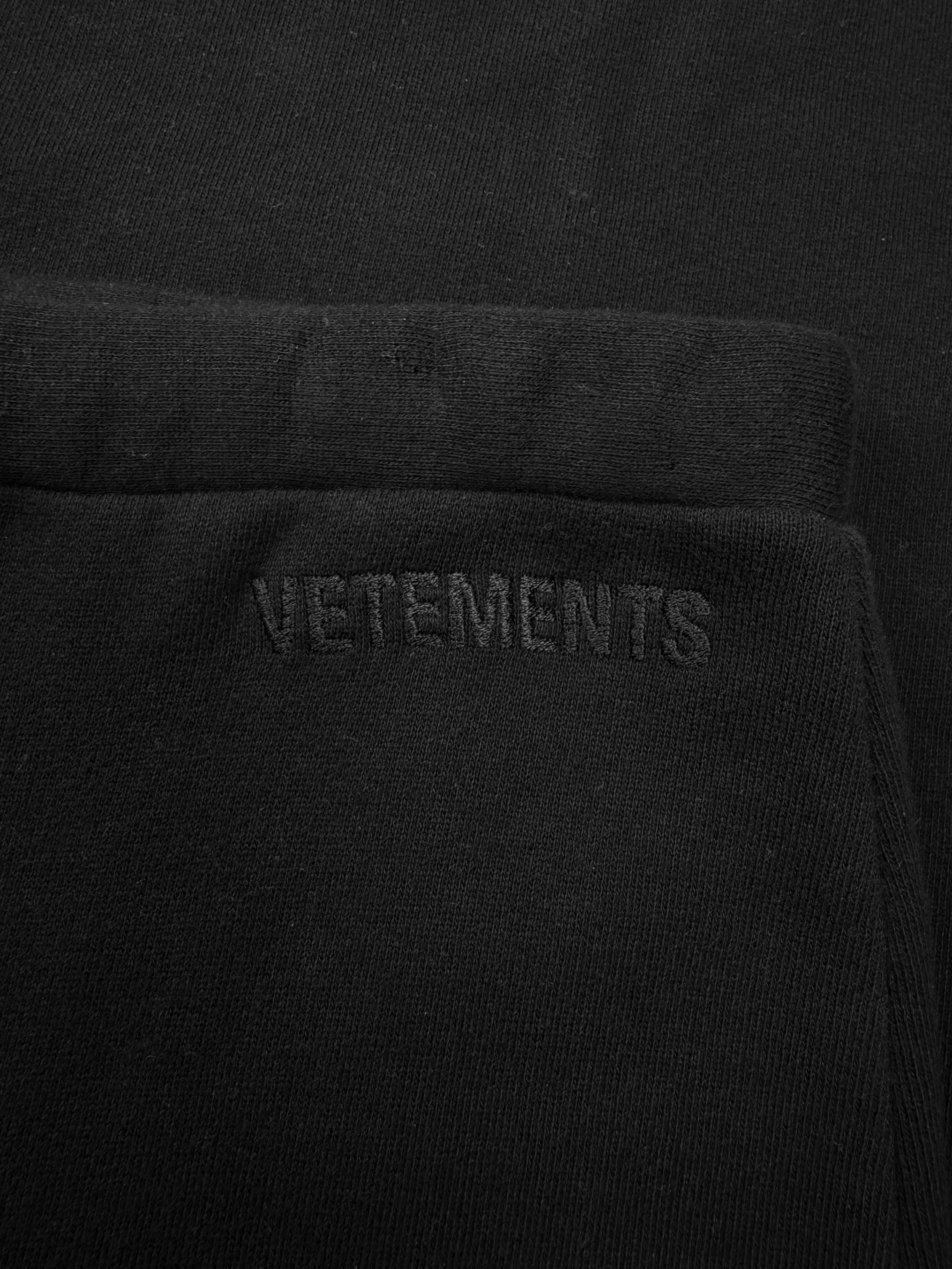 AW19 Vetements Flared Embroidered Logo Black Sweatpants