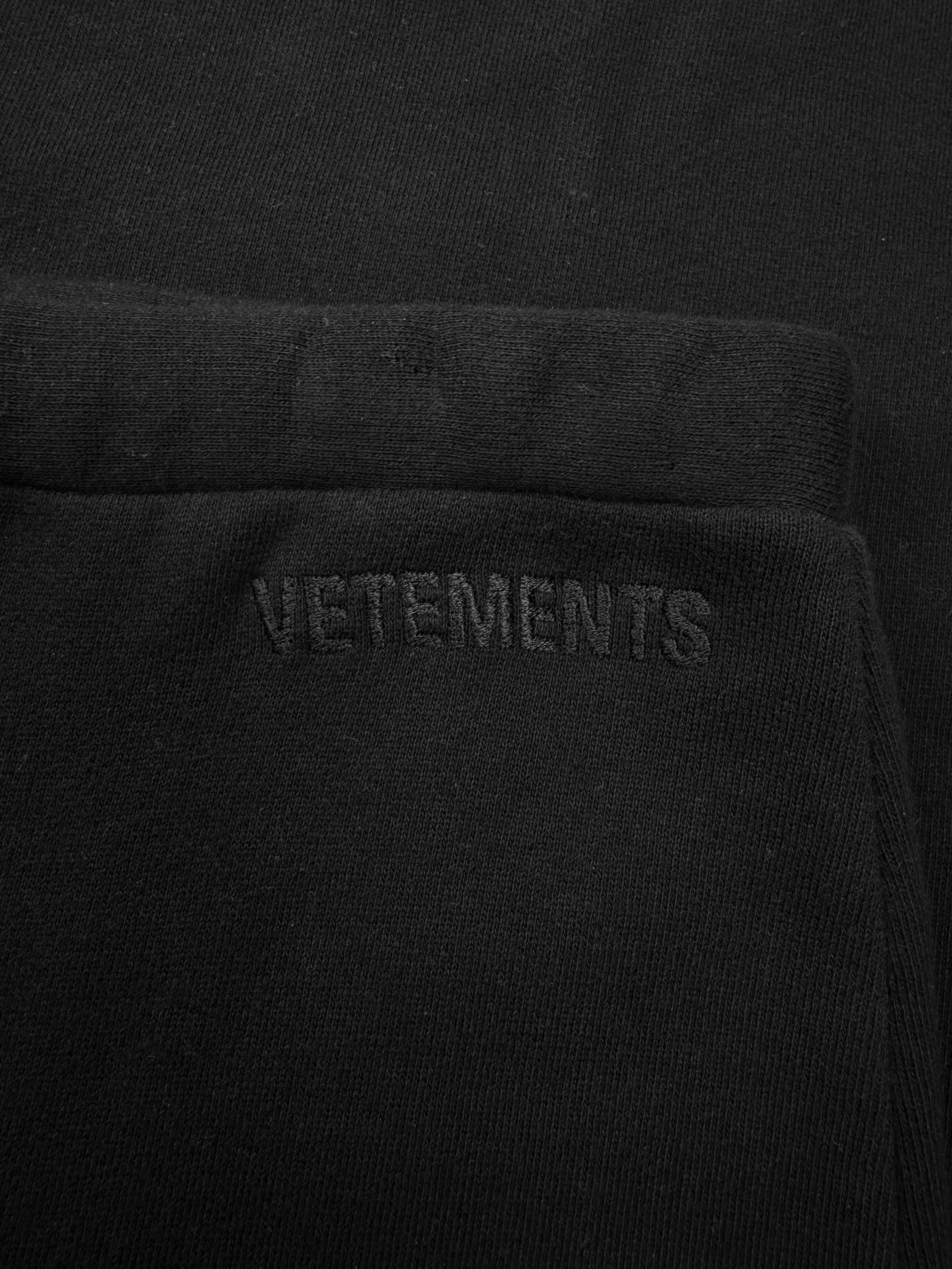 AW19 Vetements Flared Embroidered Logo Black Sweatpants