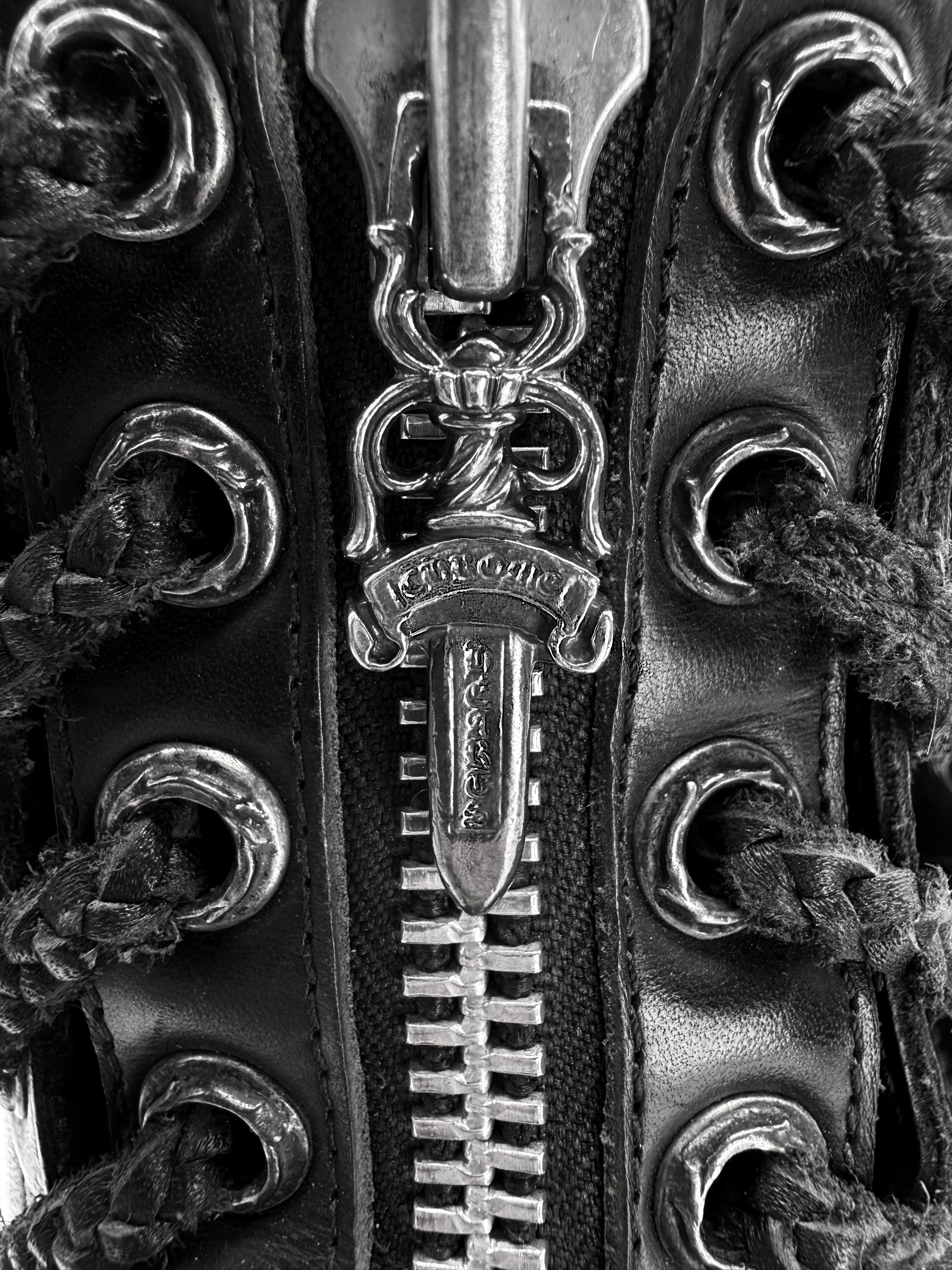 Chrome Hearts x Chippewa Front Dagger Zip Leather Fireman Boots