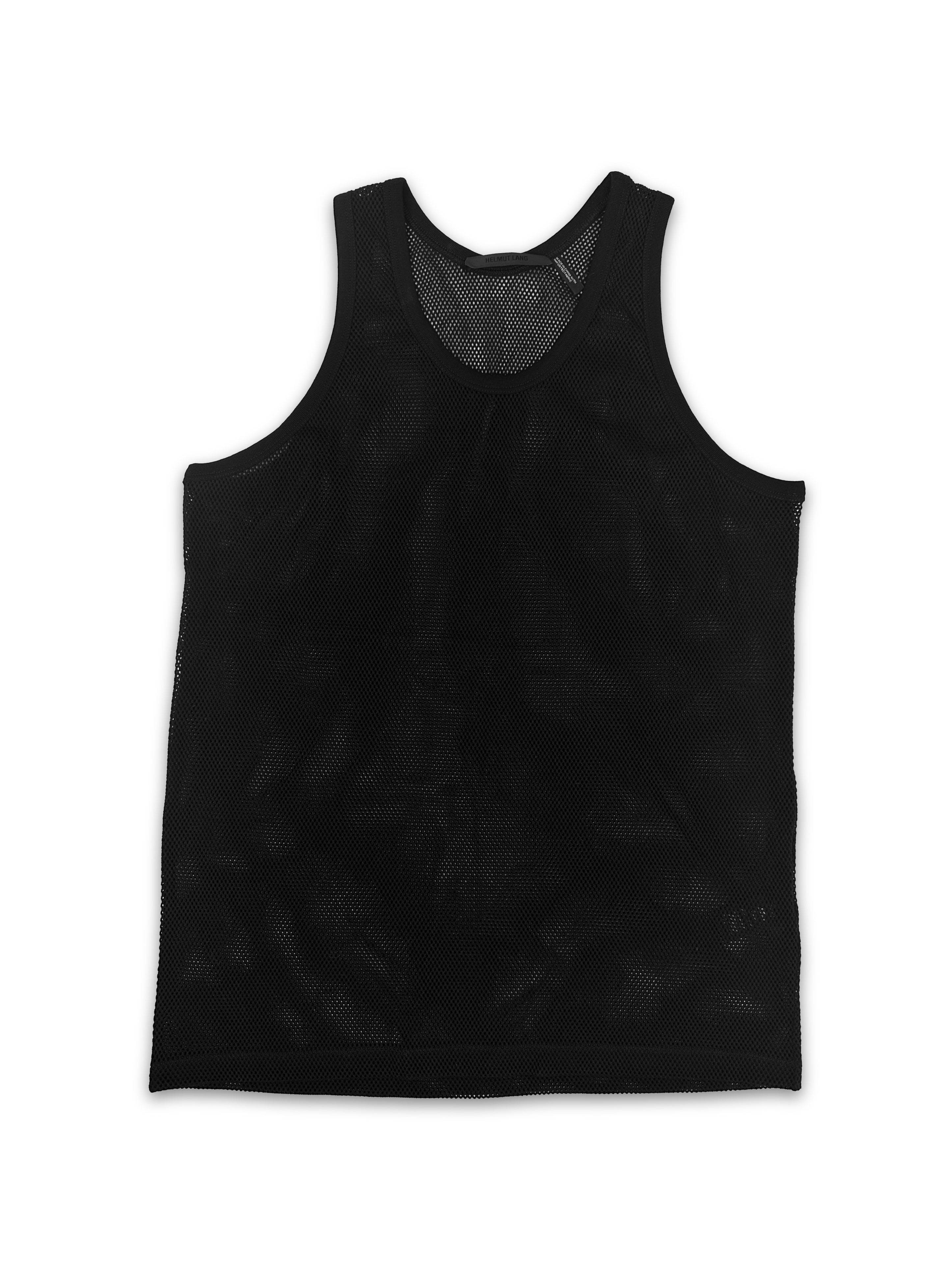 Helmut Lang Black Mesh Logo Sleeveless Tank-top