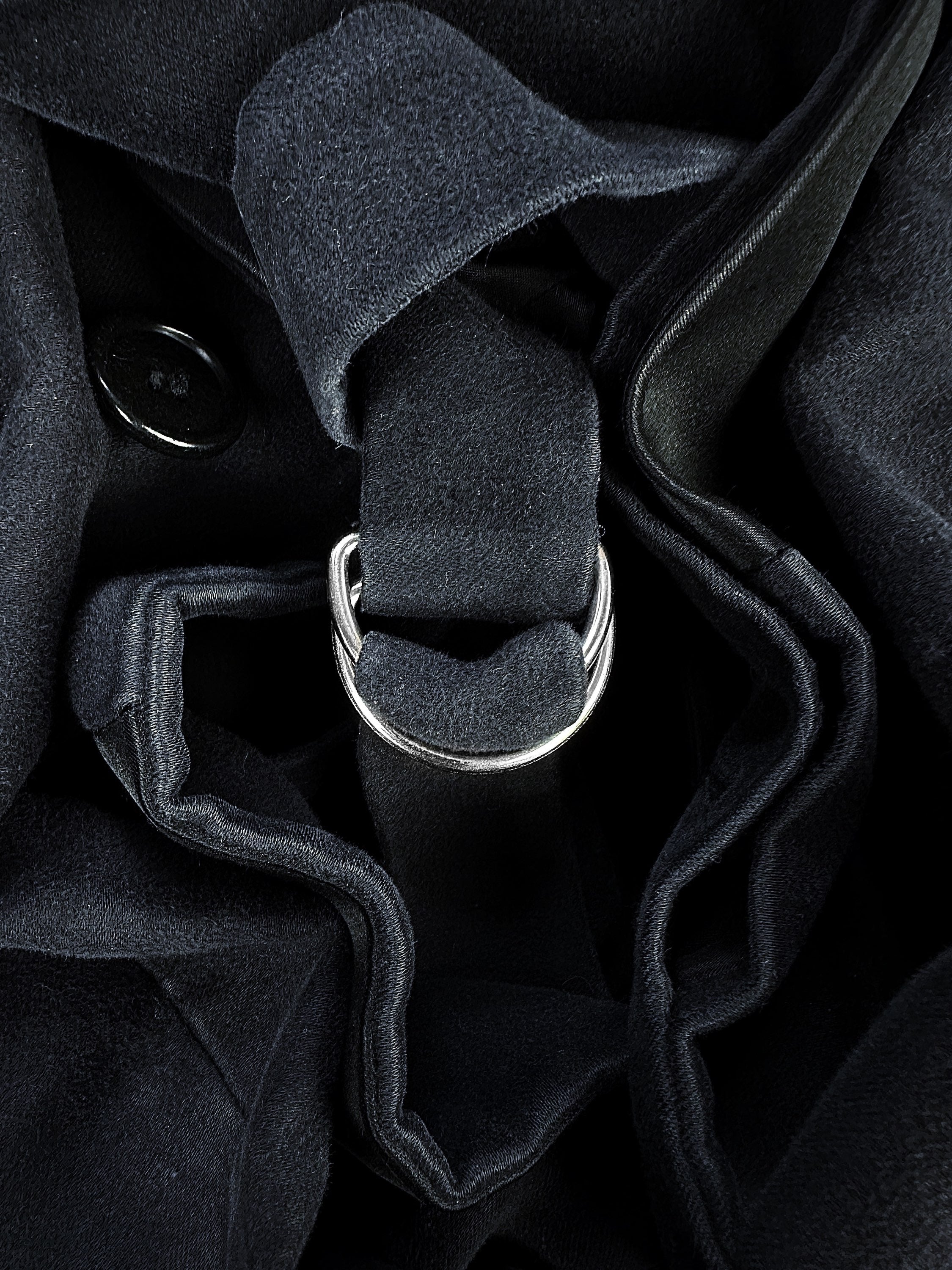 AW02 Helmut Lang ‘Moleskin’ Silk Striped Navy Trench Coat