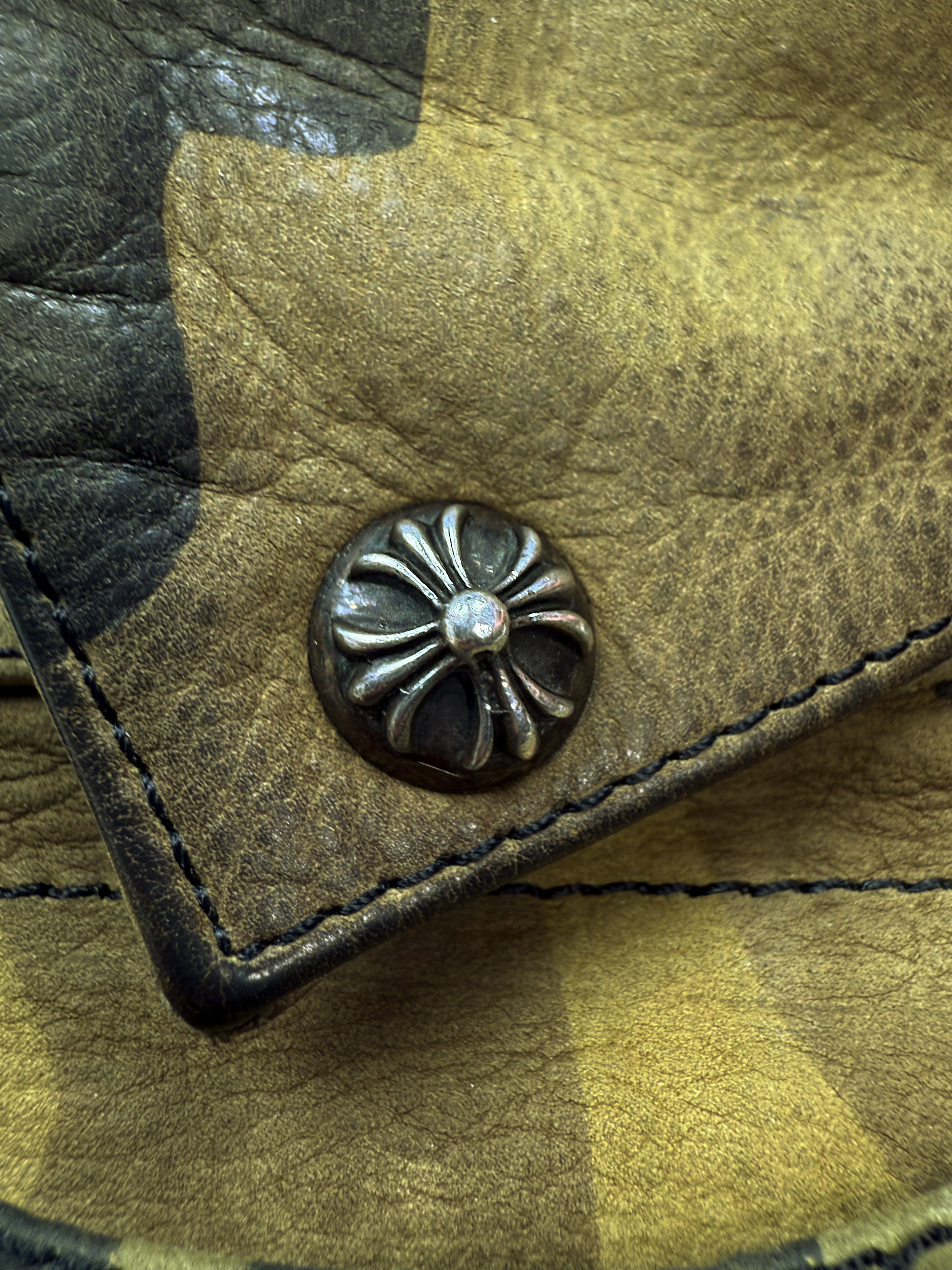 Chrome Hearts Green Camouflage Tri-Fold Leather Wallet