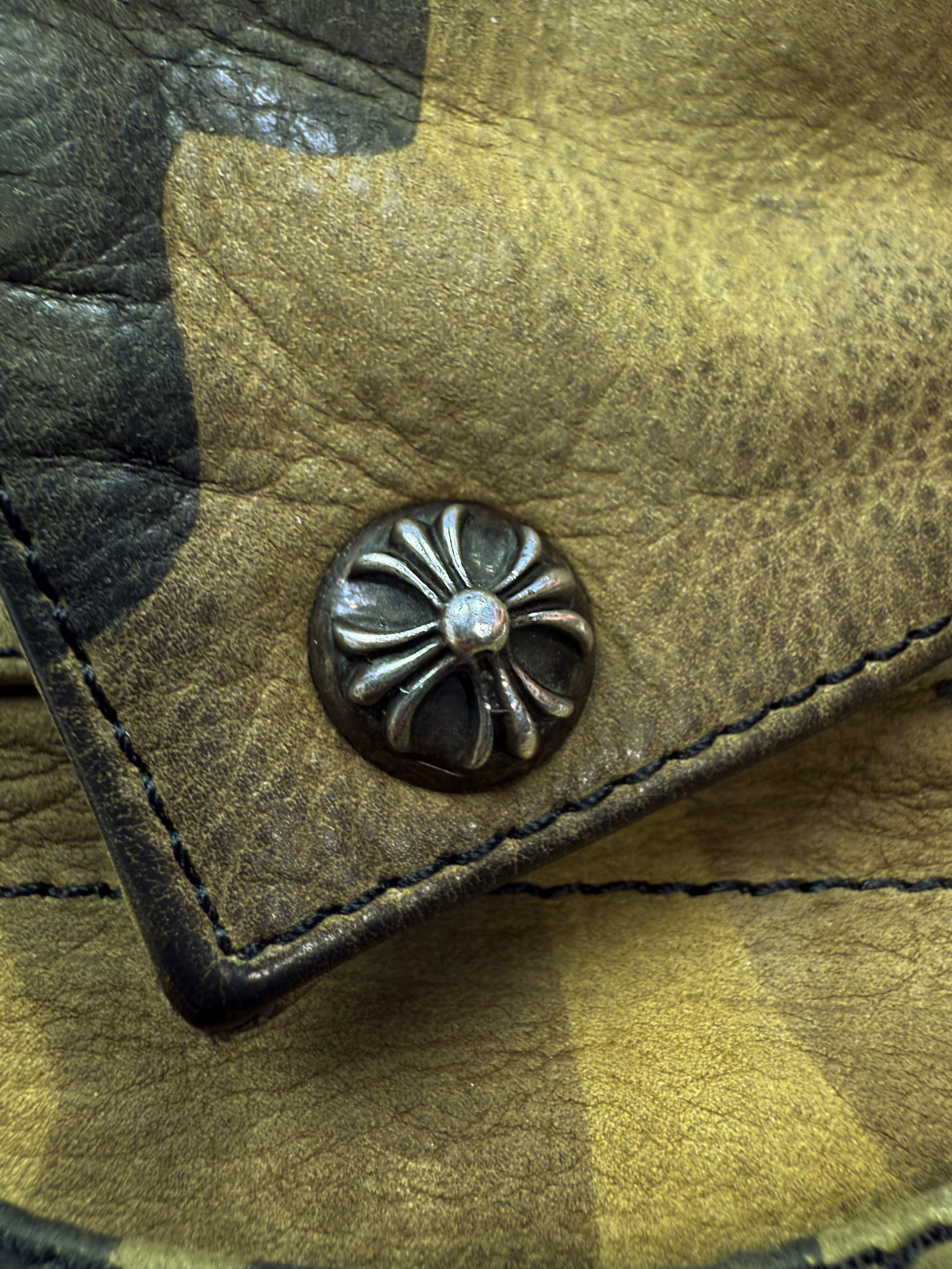 Chrome Hearts Green Camouflage Tri-Fold Leather Wallet