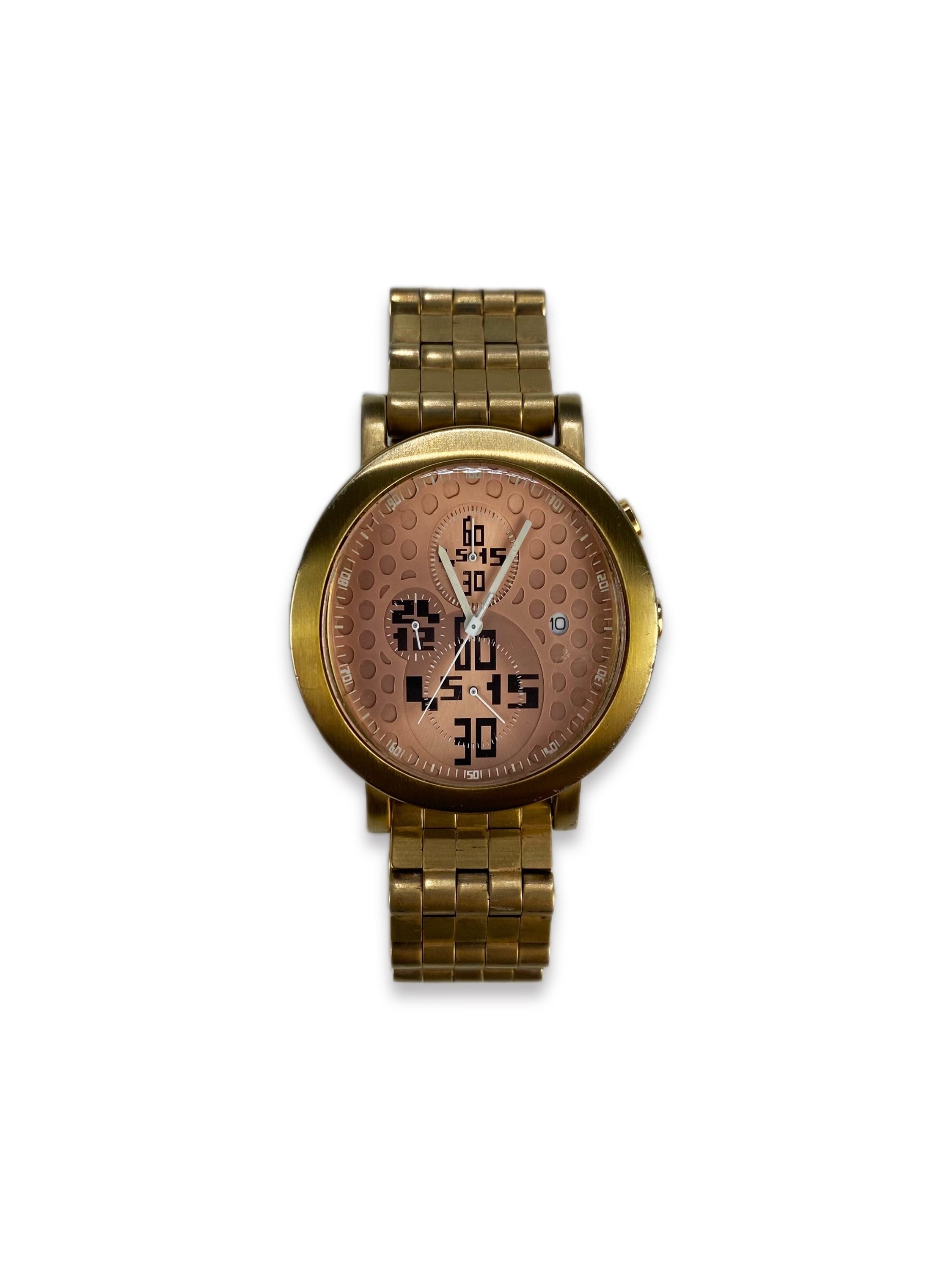 90s Jean Paul Gaultier Distorted Space Age Golden Watch