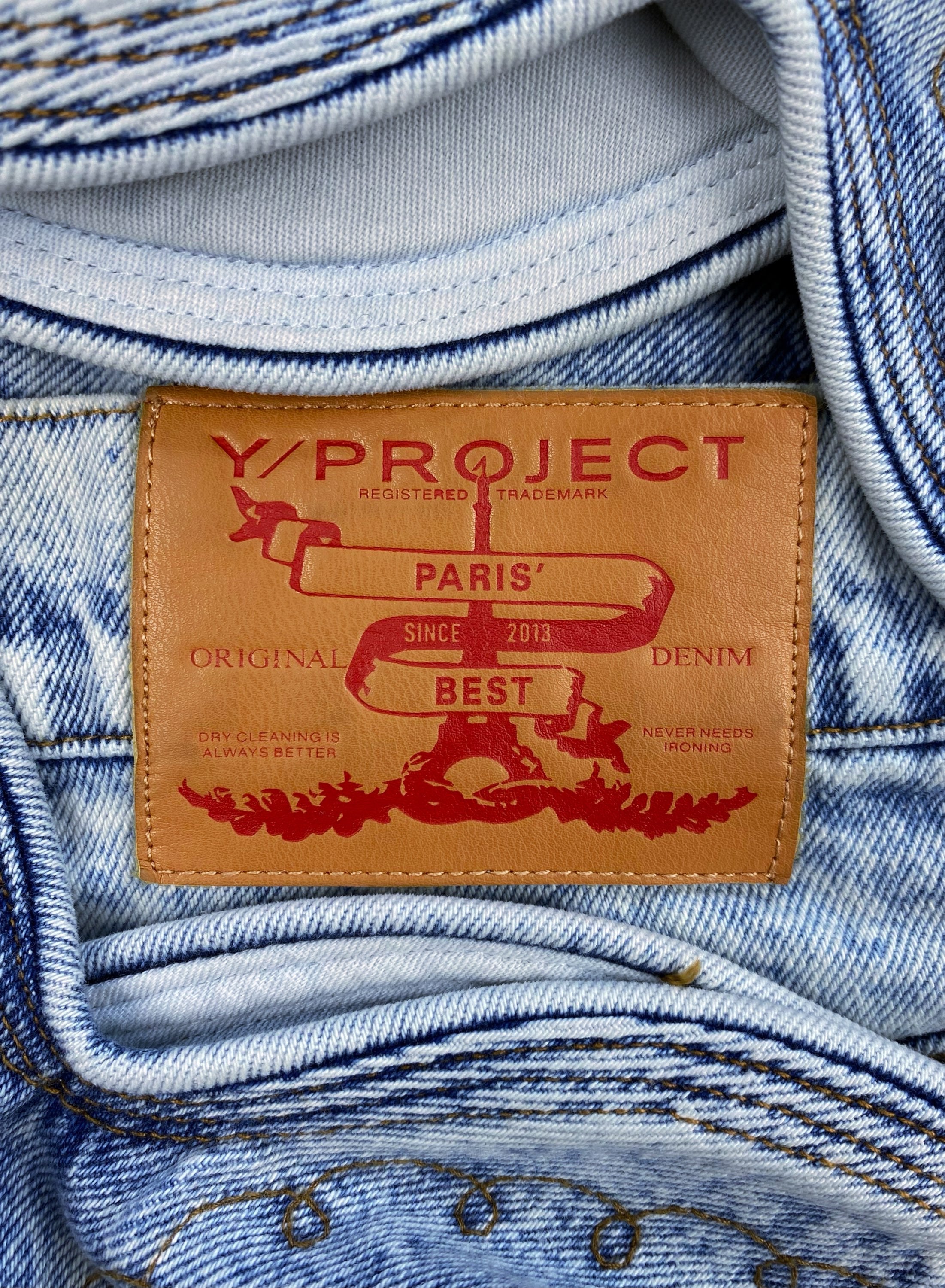 AW21 Y/Project Cowboy Cuff Acid Wash Bootcut Denim Jeans