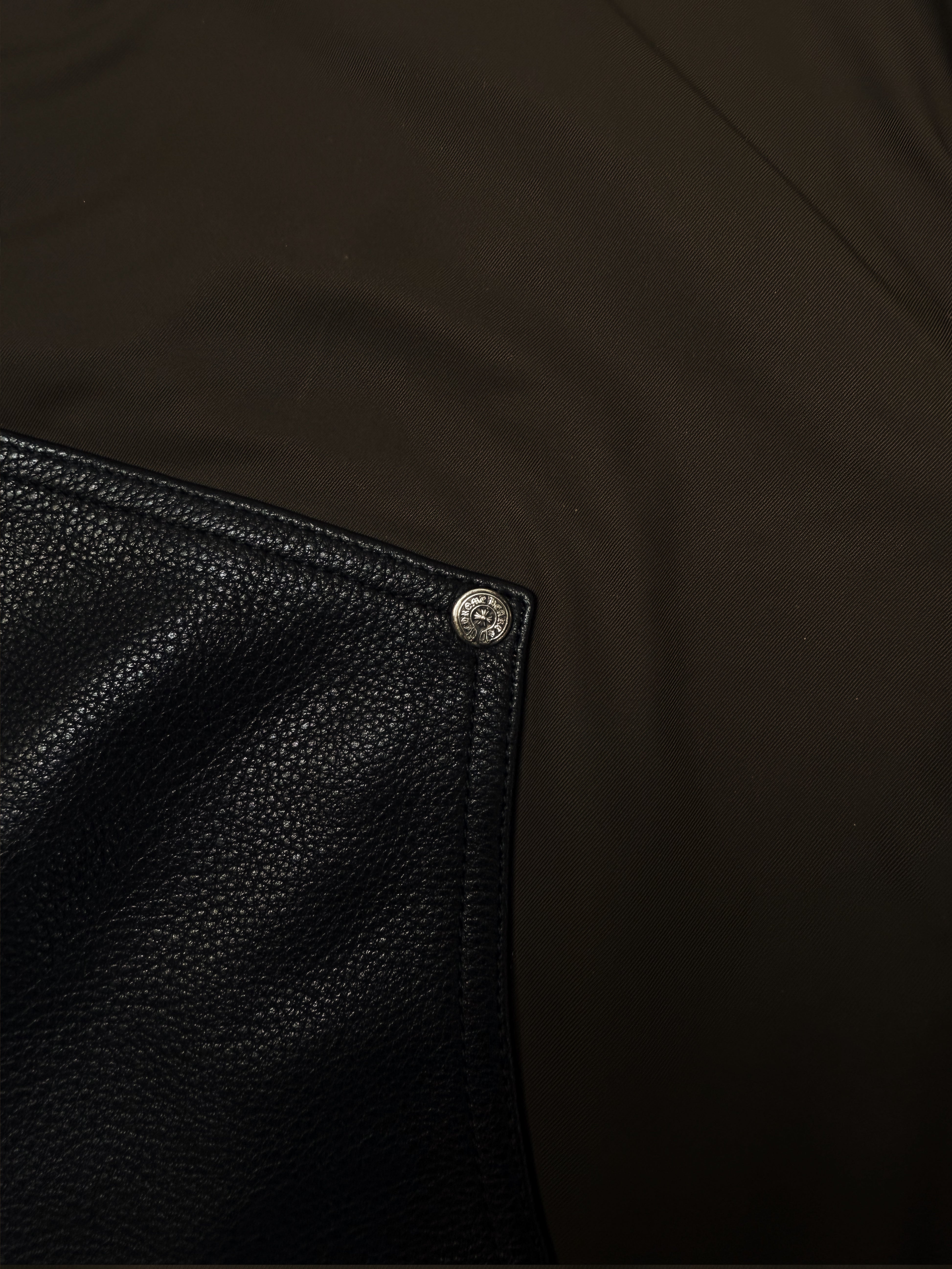 Chrome Hearts Pink Patch Leather Double Knee Brown Carpenter Pants