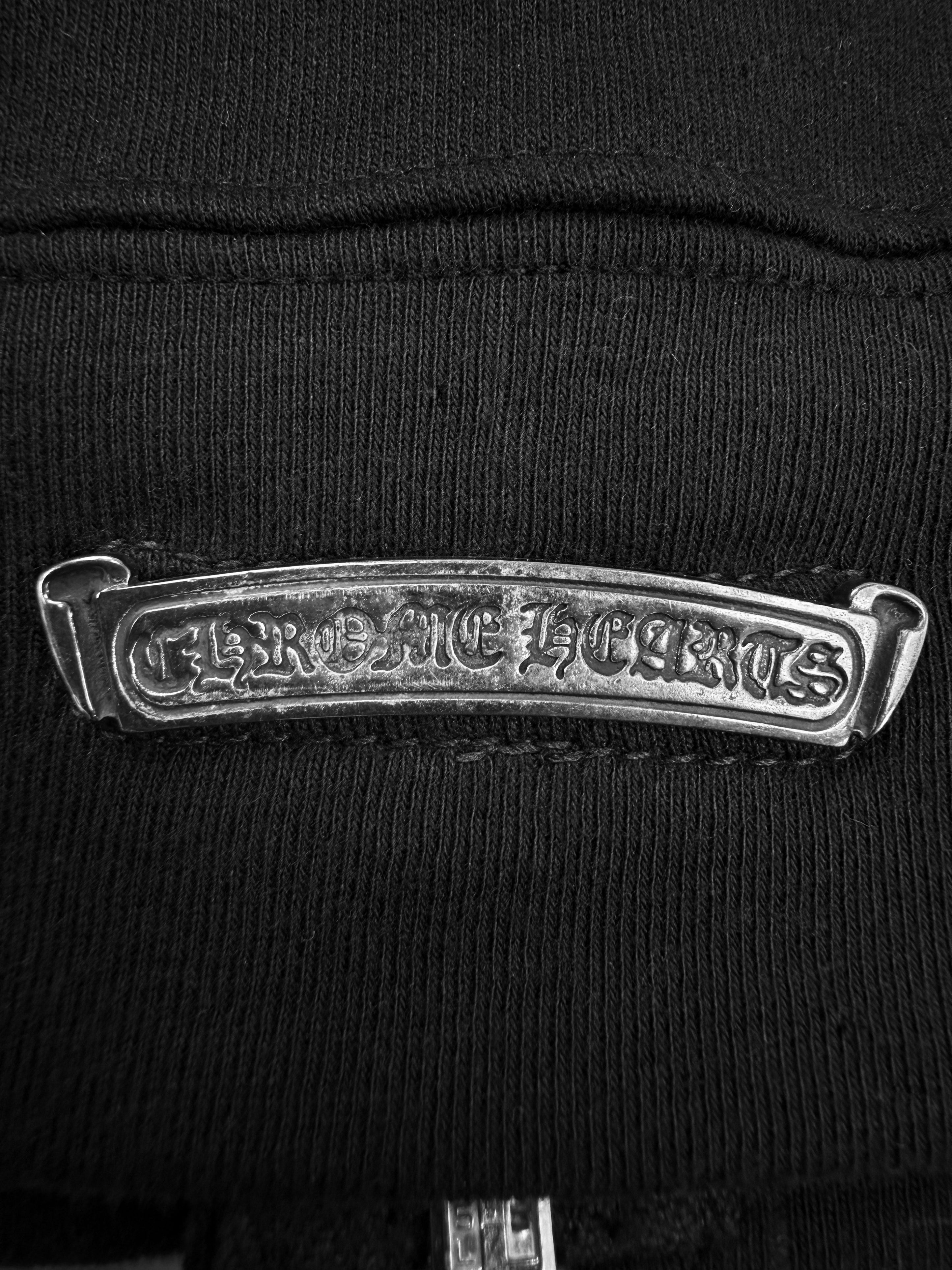 Chrome Hearts CH Leather Cross Patch Dagger Zip-up Hoodie