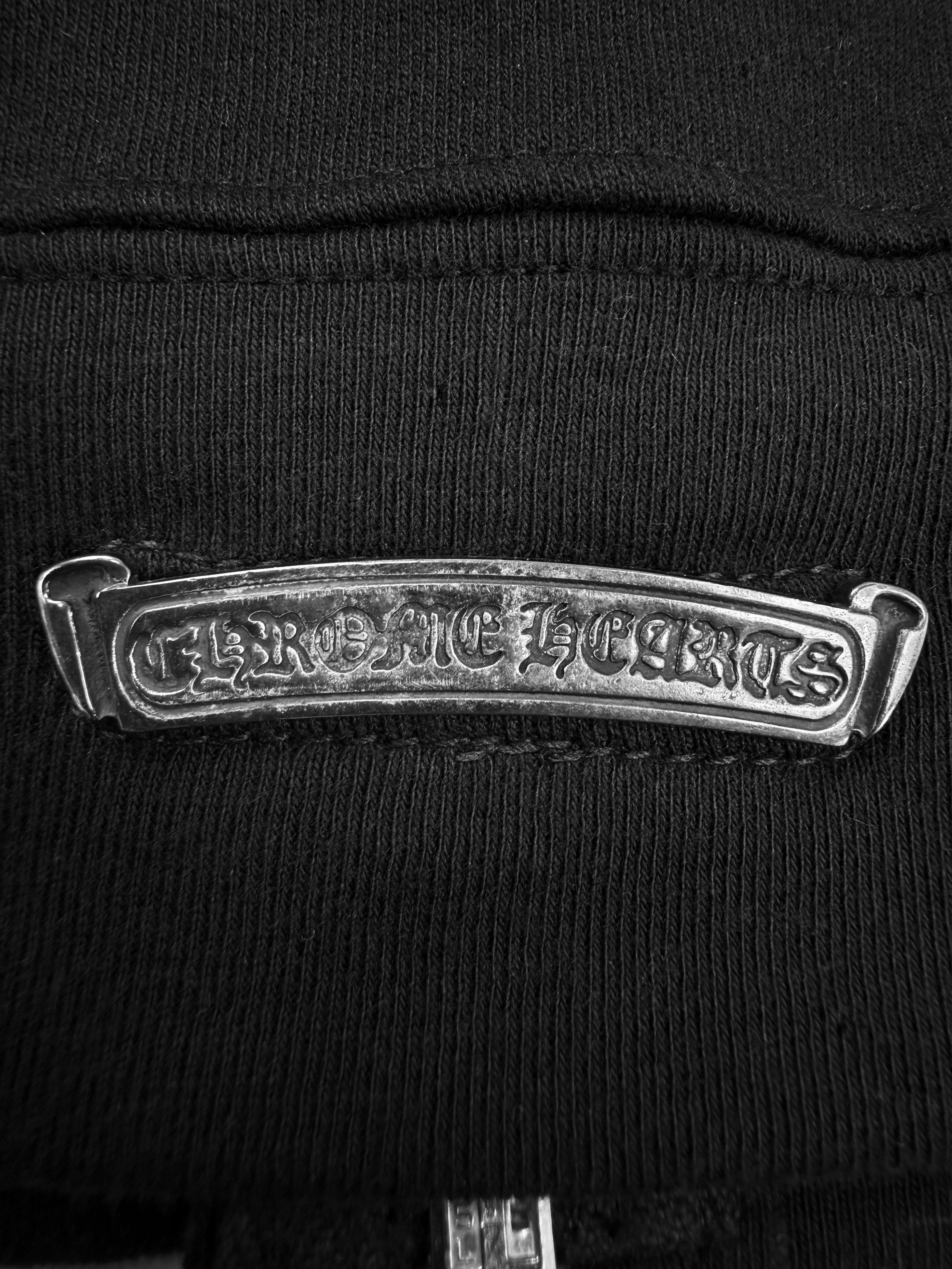 Chrome Hearts CH Leather Cross Patch Dagger Zip-up Hoodie