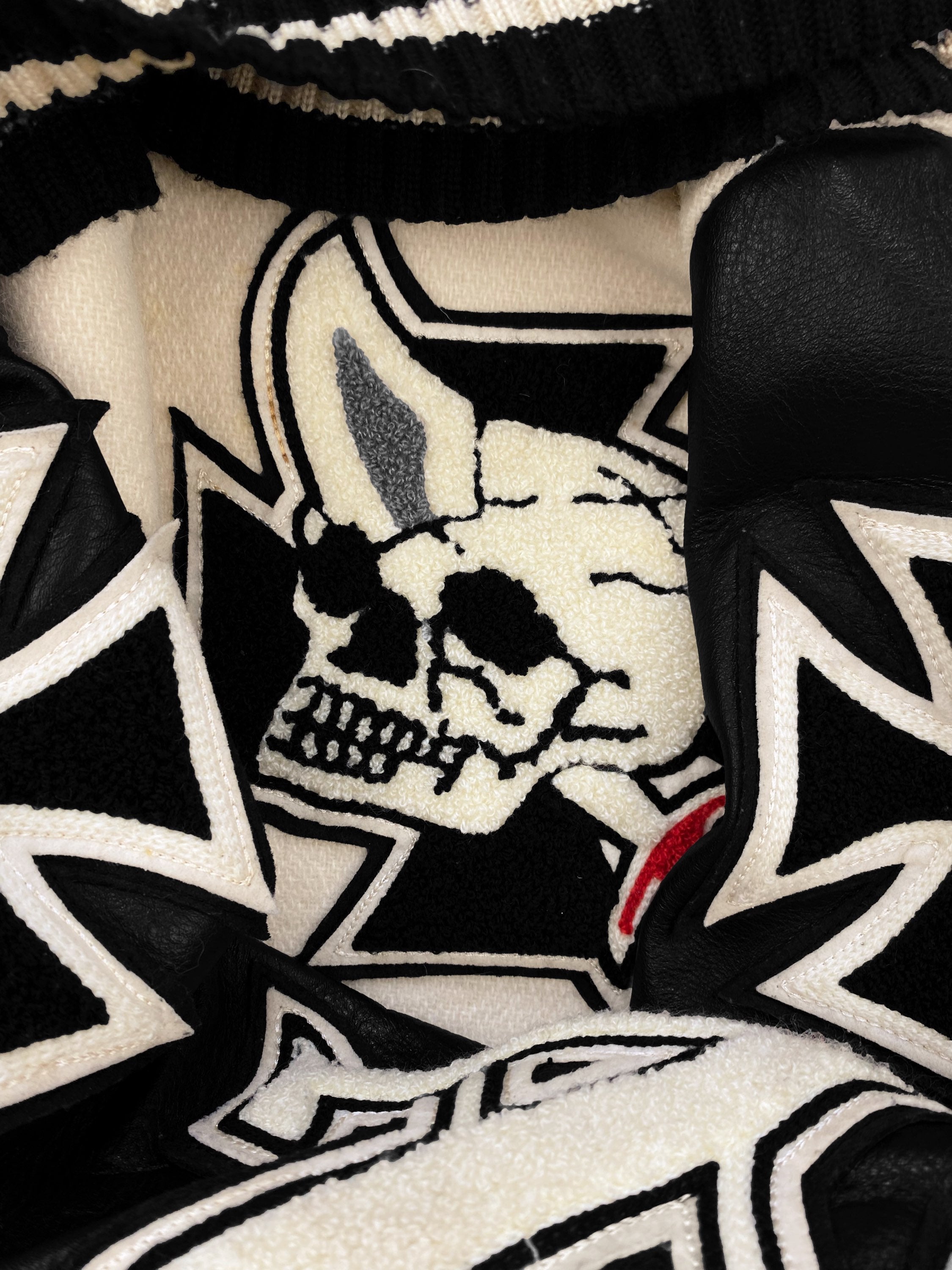 2000s Whitesville ‘Night Rider’ Leather Chenille Patched Varsity Jacket