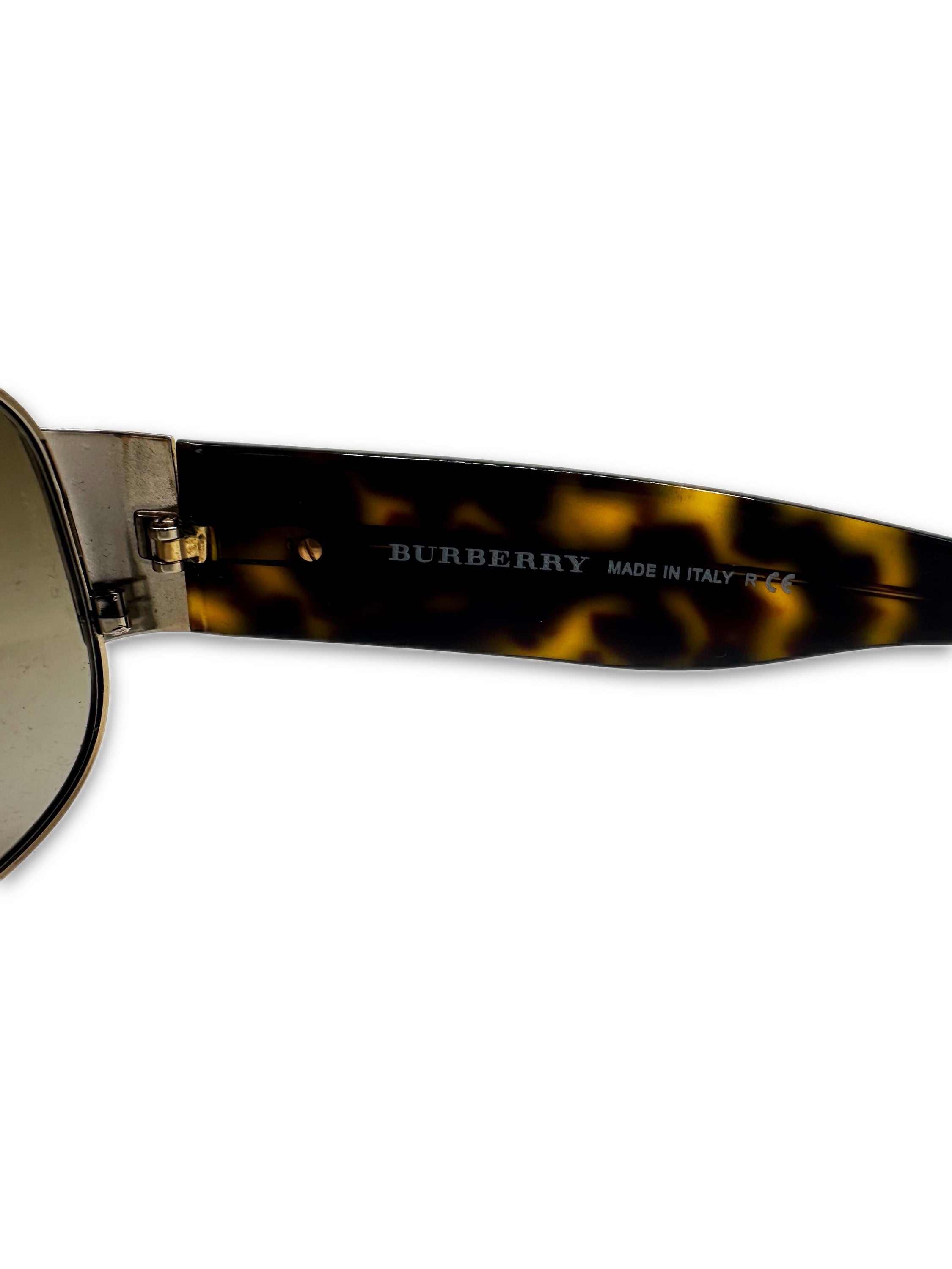 Burberry Warm Tint Metal Logo Aviator Sunglasses
