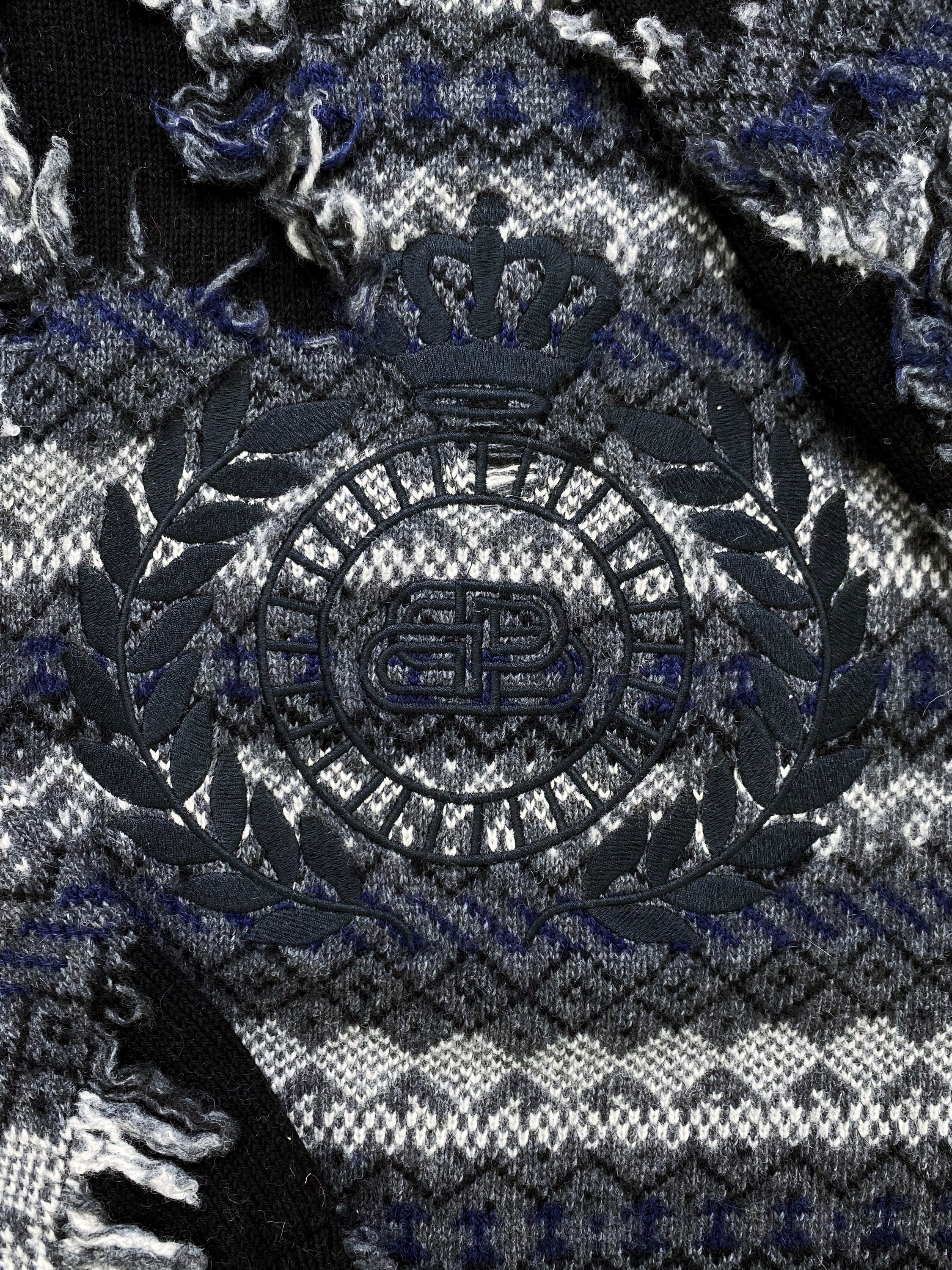 AW21 Balenciaga Fair Isle Destroyed Knitted UN Logo Sweater