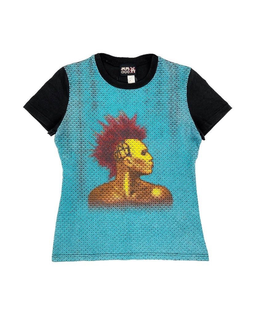 90’s Jean Paul Gaultier Star Print Punk Head Anarchy T-Shirt