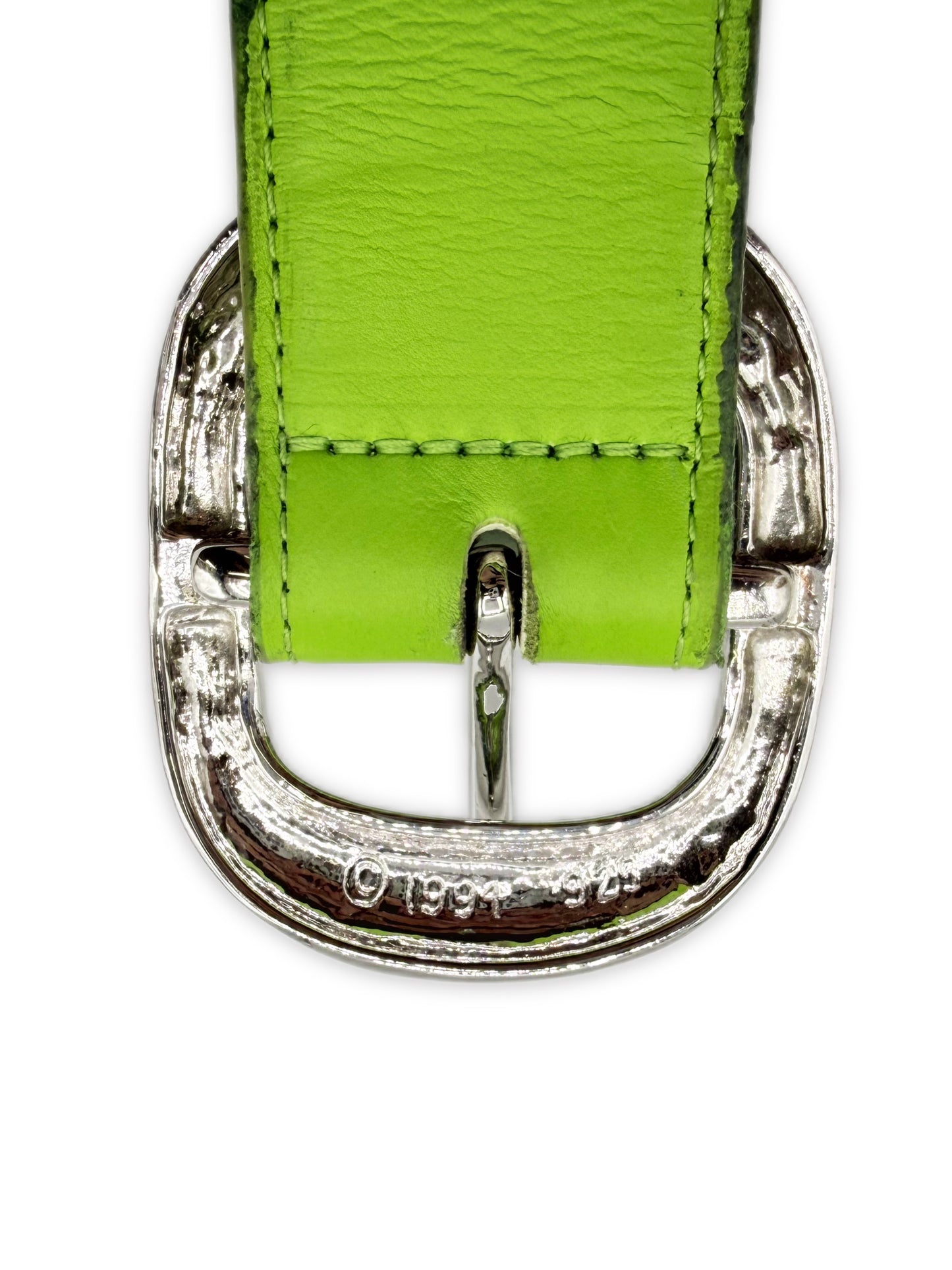 Chrome Hearts Lime Green 1.5 inch Gunslinger Leather Belt