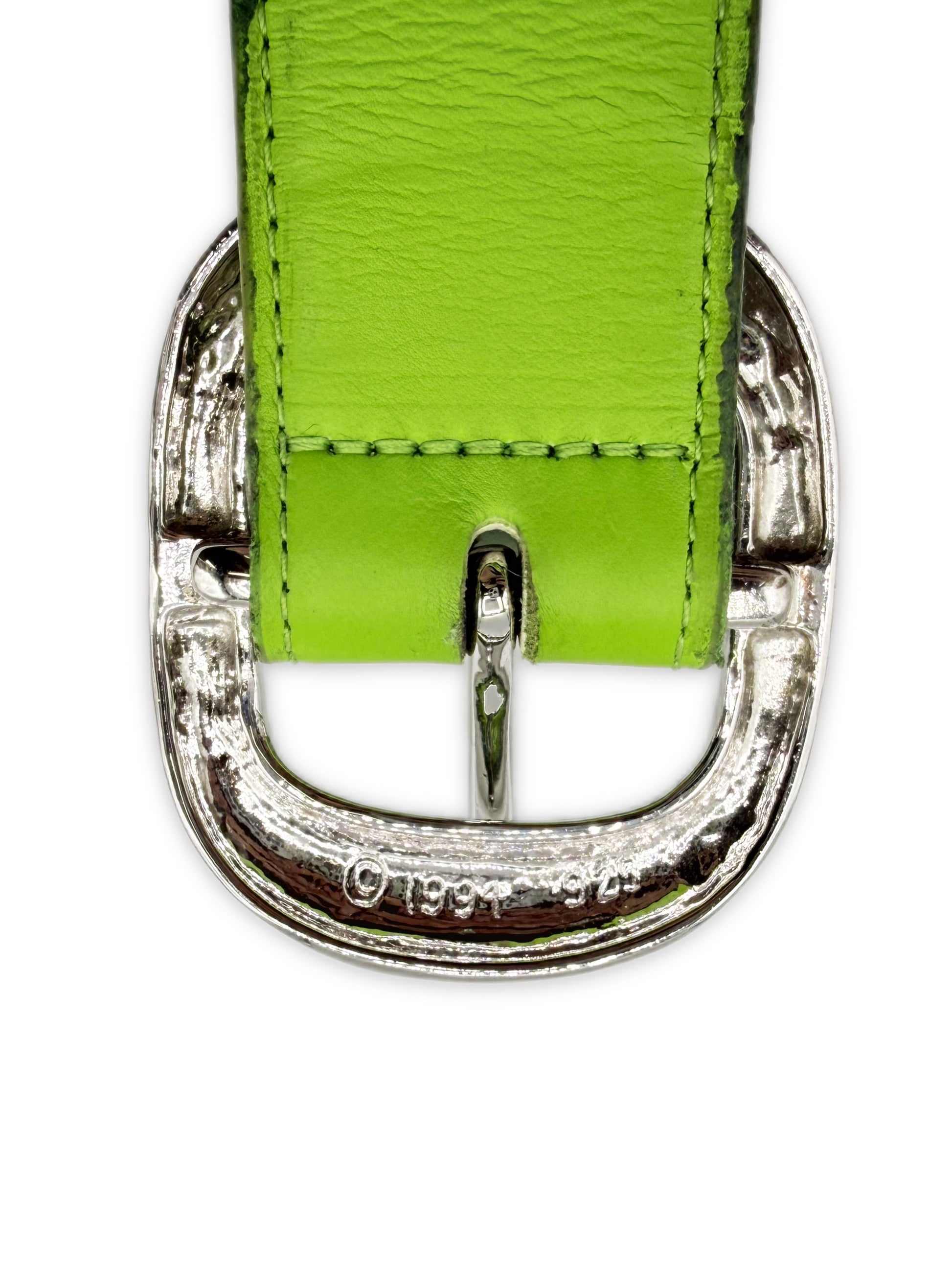Chrome Hearts Lime Green 1.5 inch Gunslinger Leather Belt