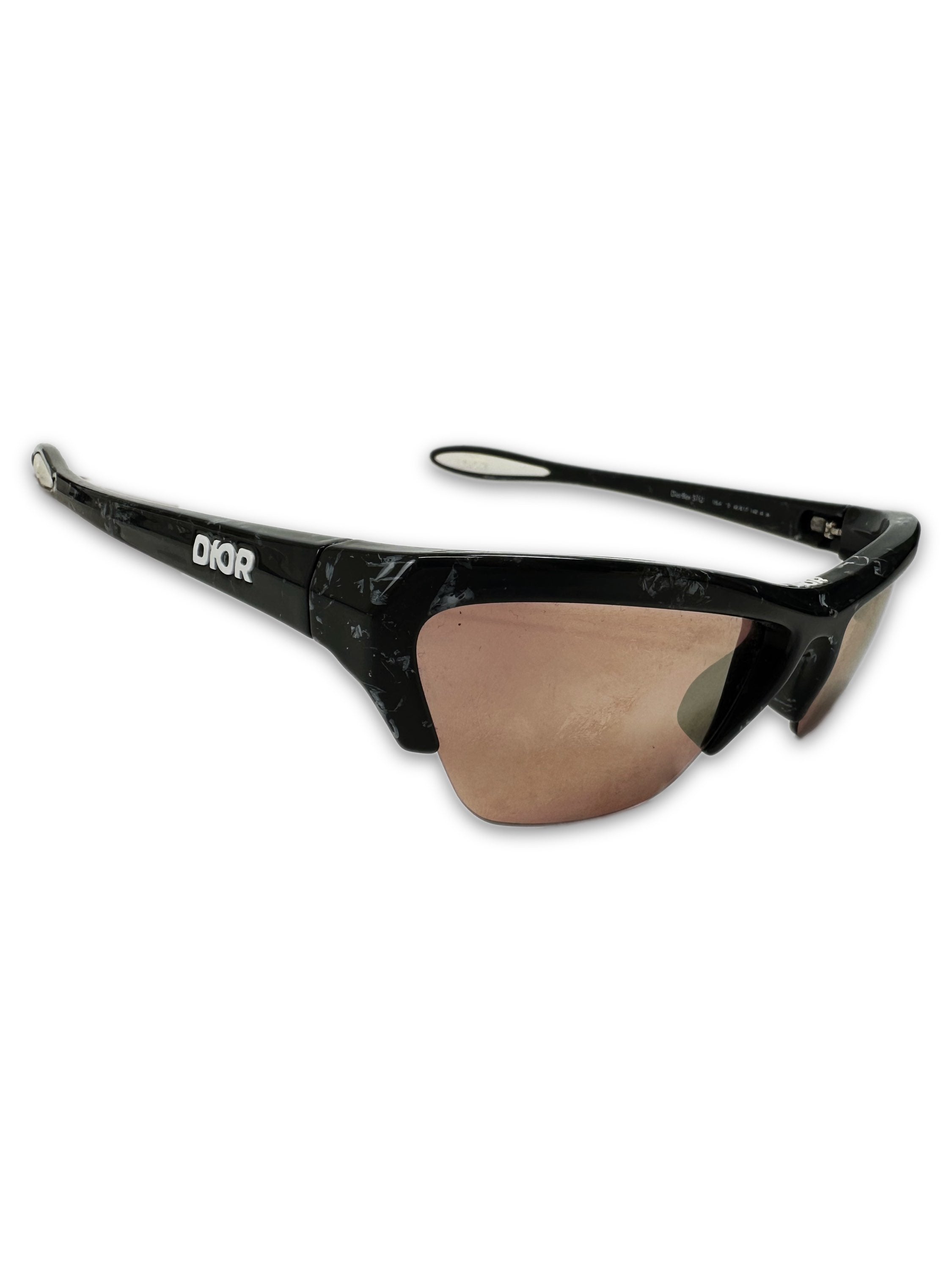 Dior Marble Frame Rimless Lens Red Tinted Sunglasses