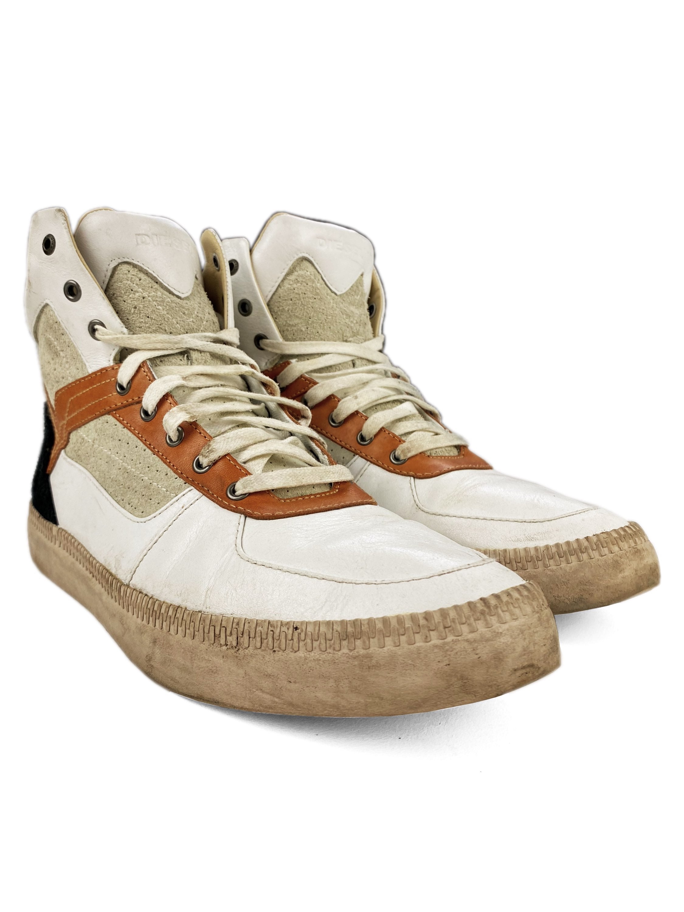 Diesel Suede Two Tone Embossed Hi-Top Sneakers