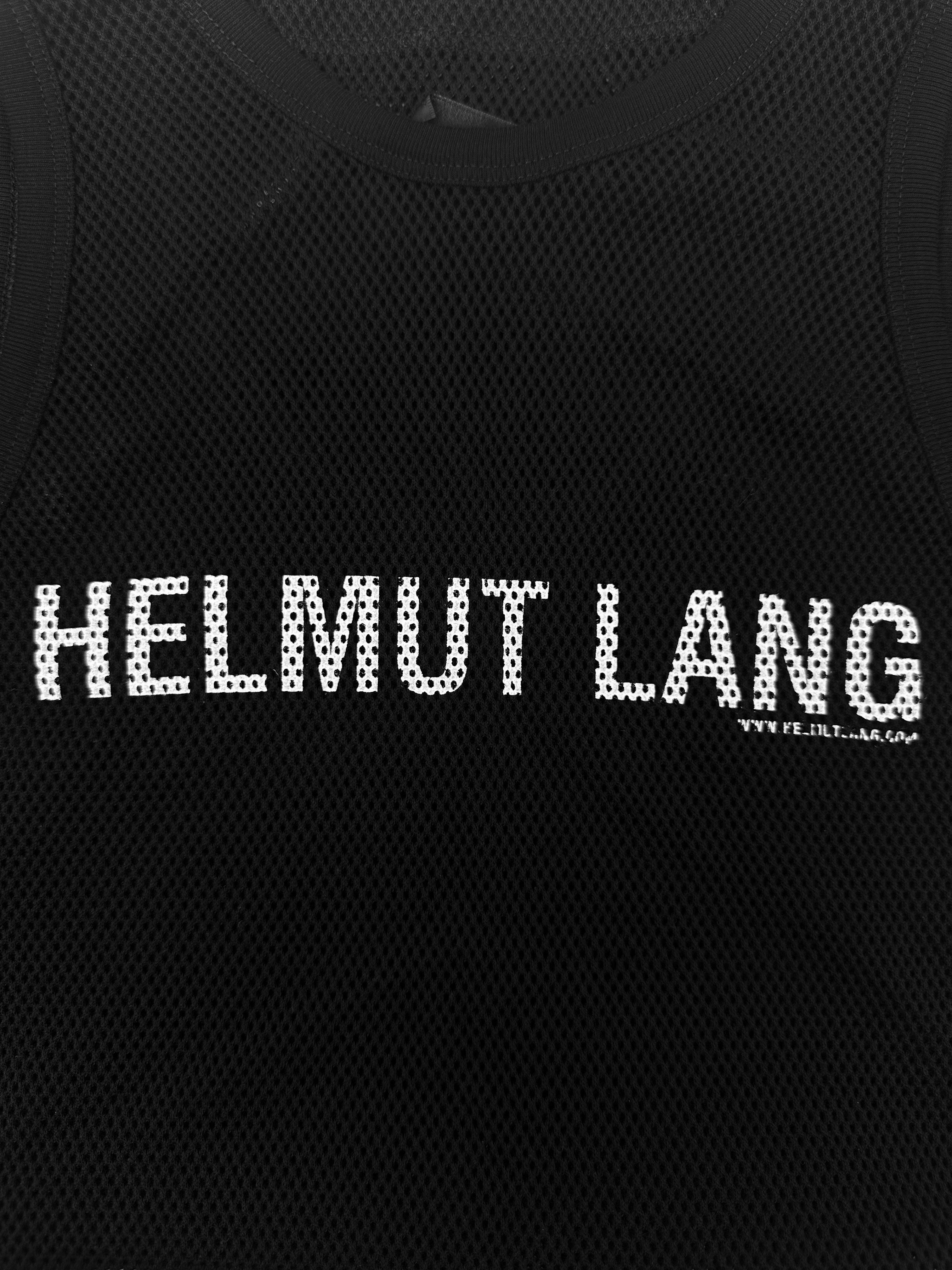 Helmut Lang Black Mesh Logo Sleeveless Tank-top