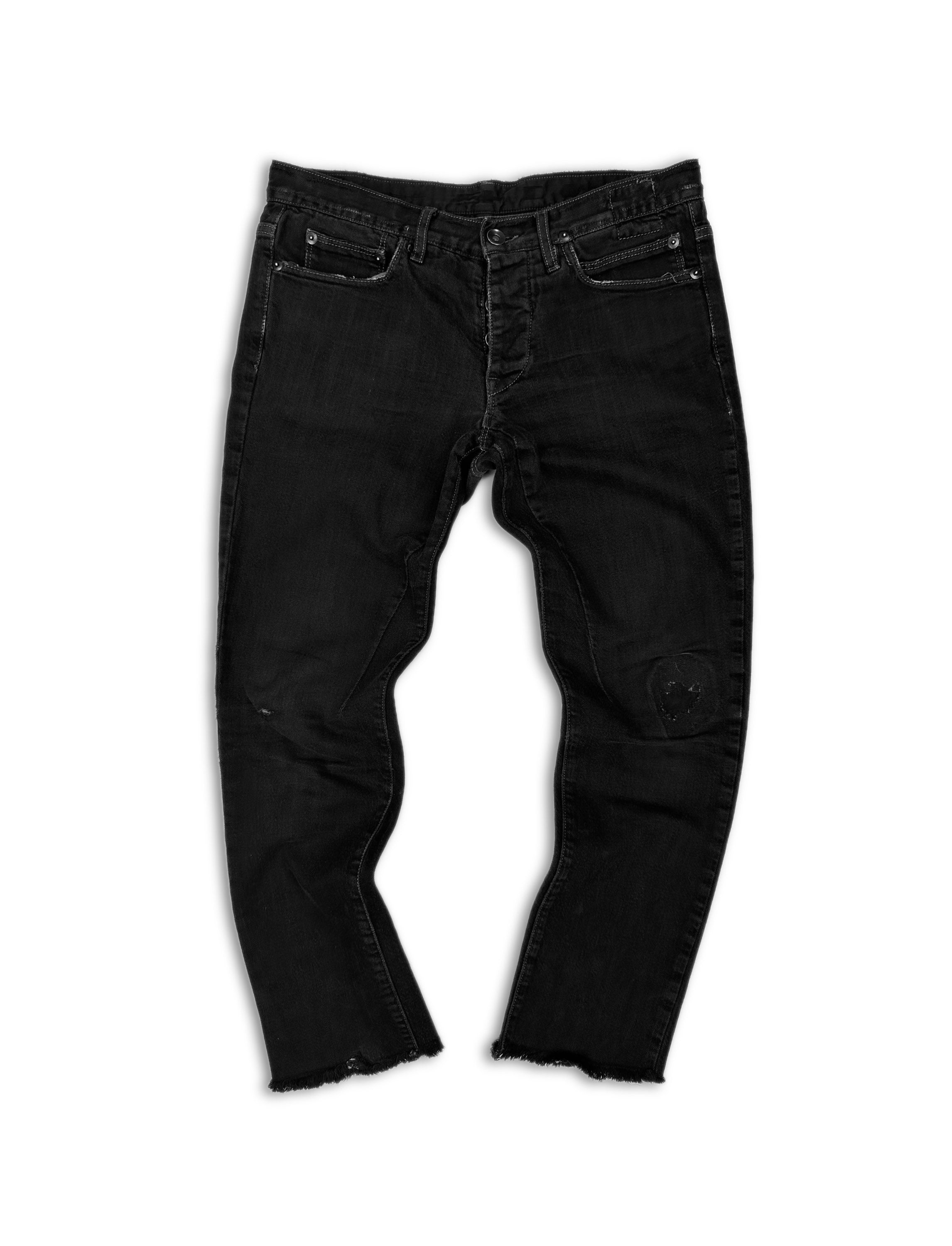 Rick Owens Black Detroit Cut Cropped Denim