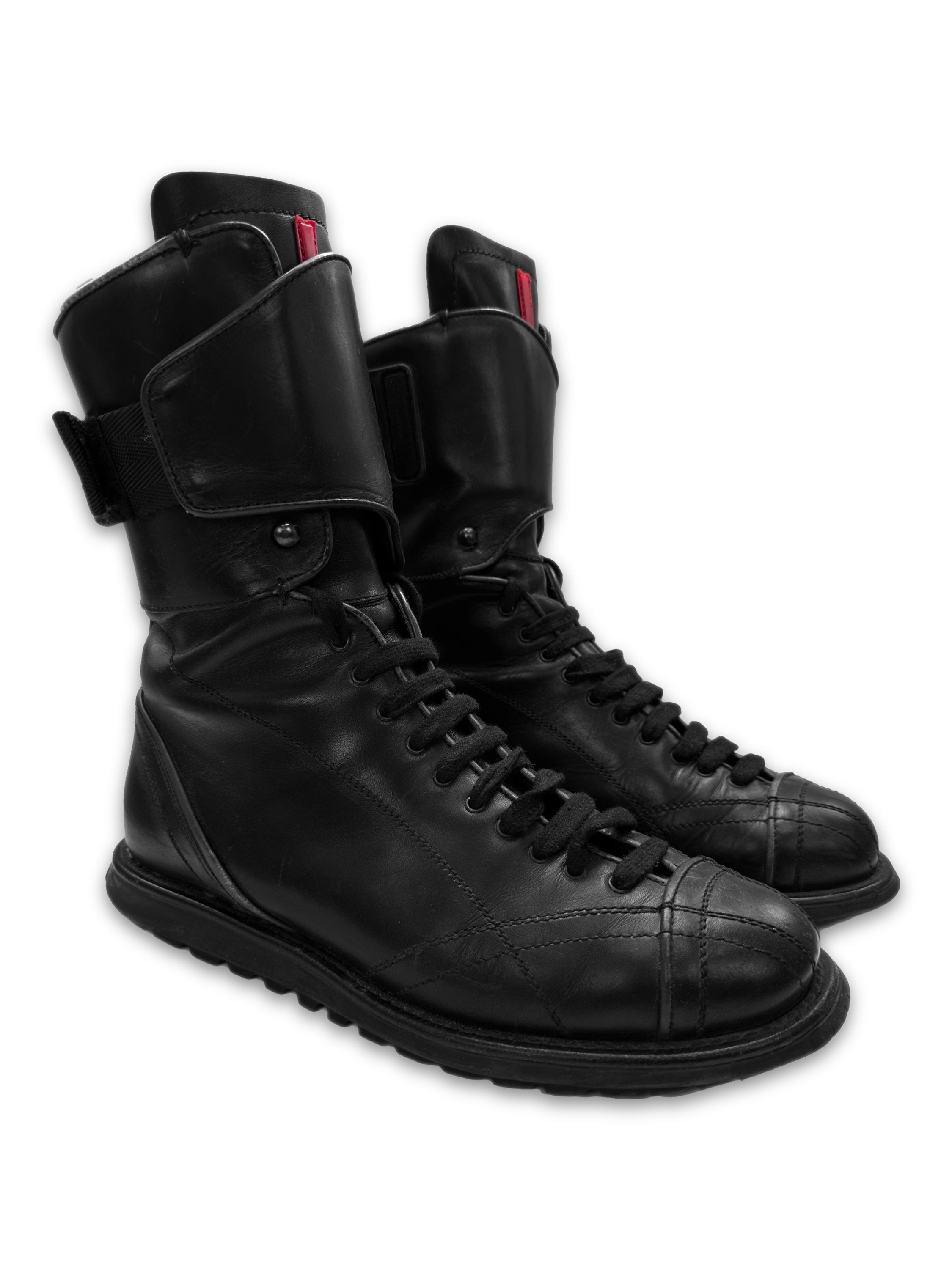 00s Prada Sport Hi-top Leather Armoured Hiking Boots