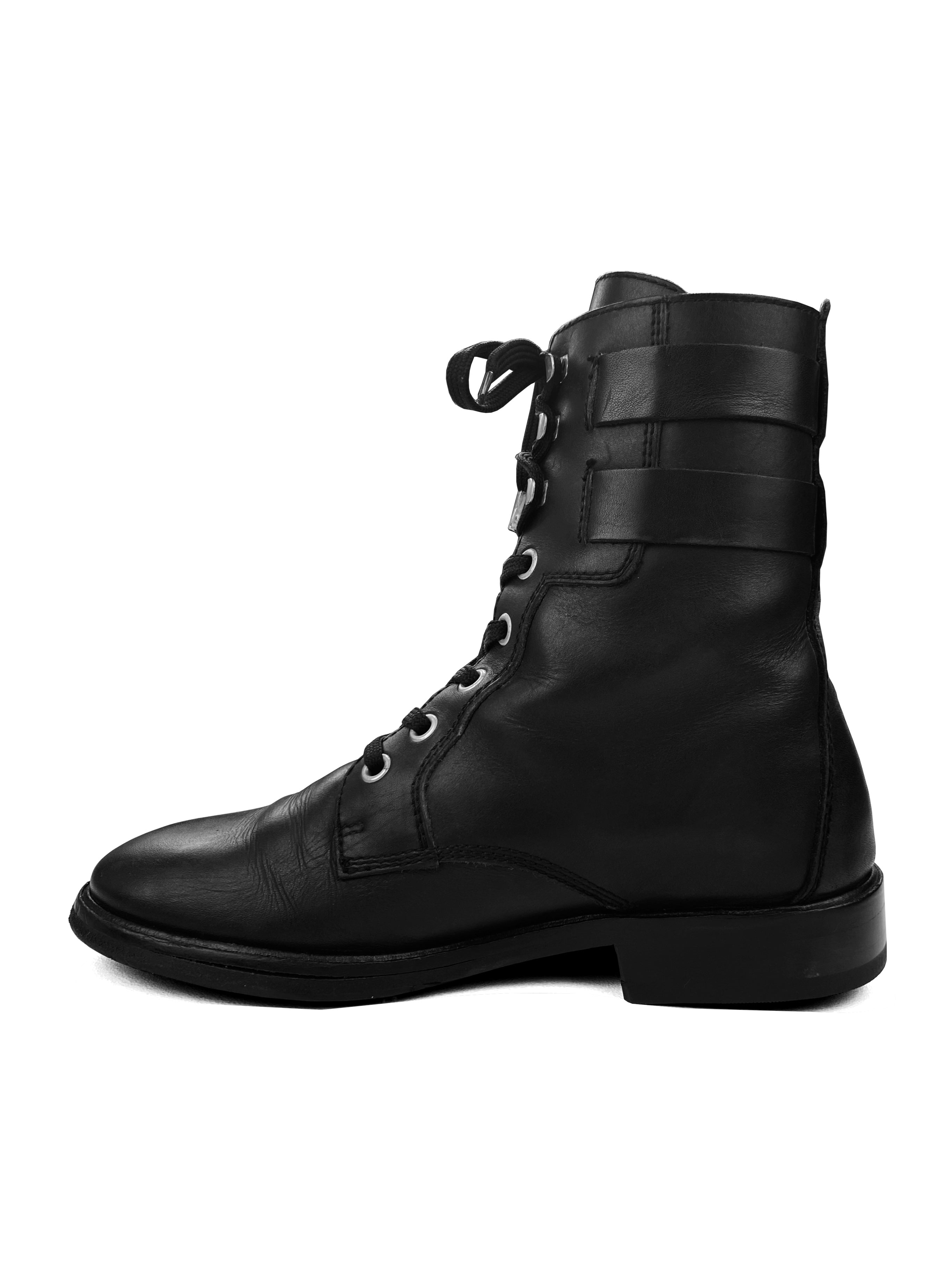 AW06 Raf Simons Leather Belted Combat Boots
