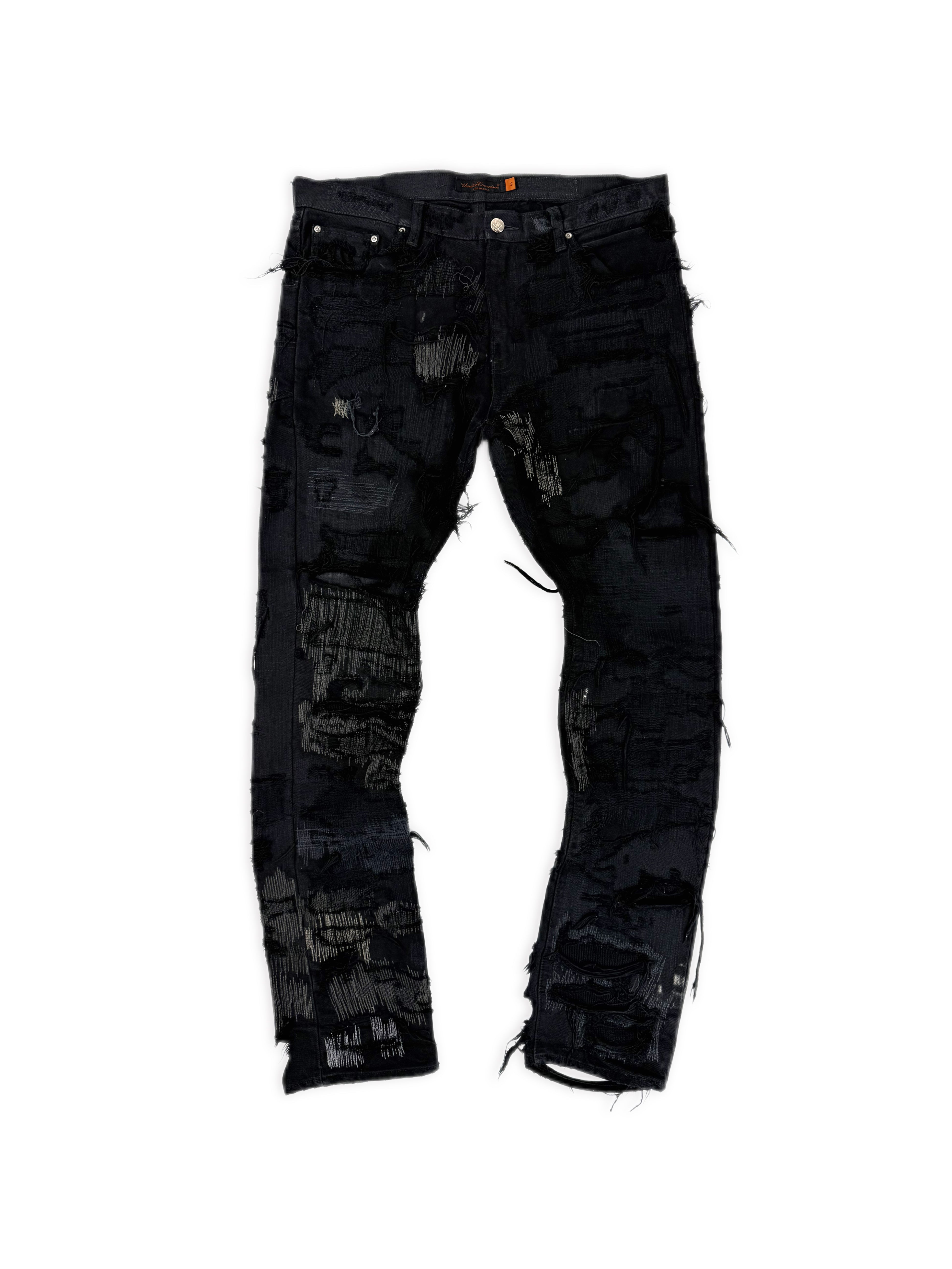 AW05 Undercover 85 ‘Arts &amp; Crafts’ Men’s Black Unaltered Black Denim Jeans