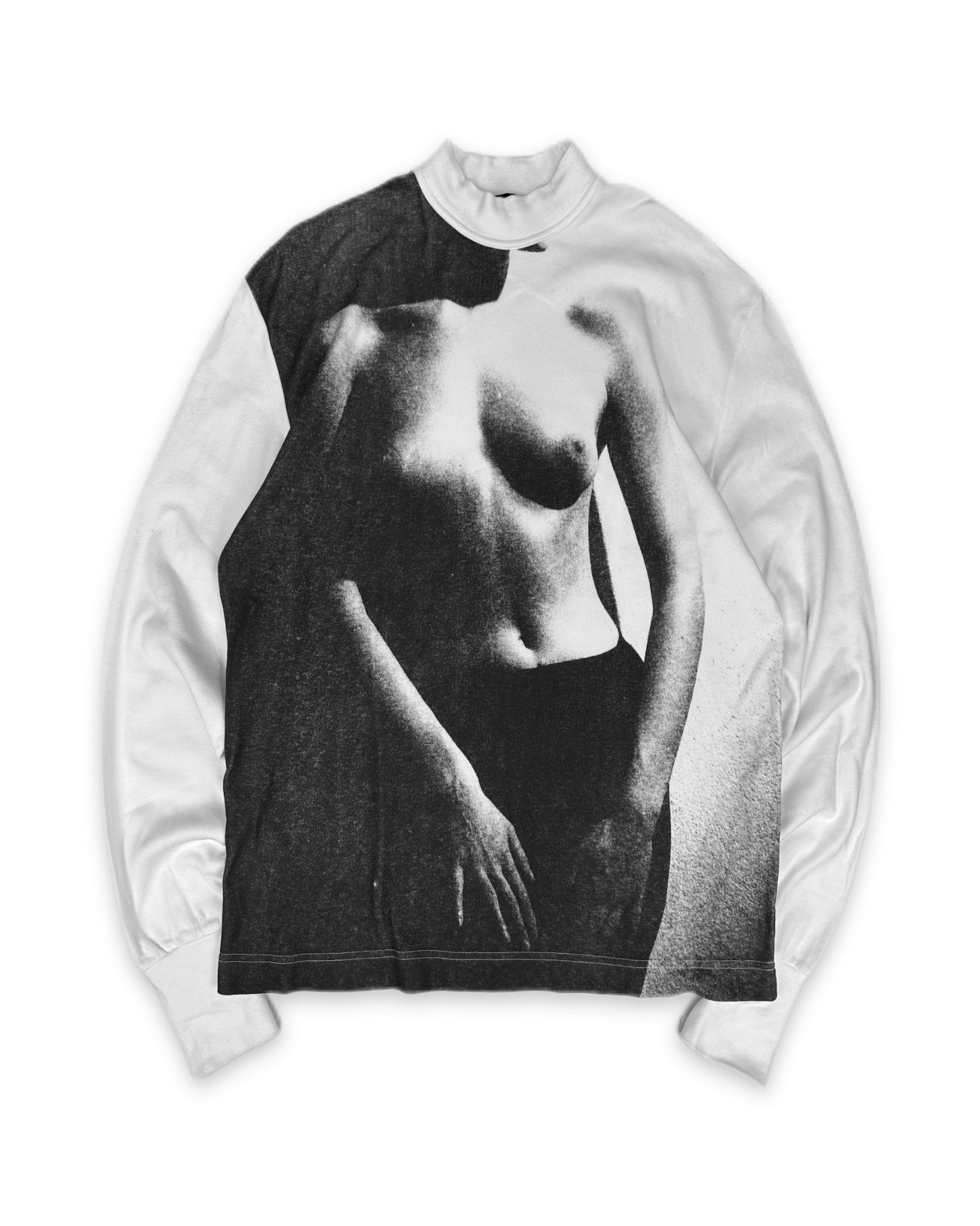 90s Jean Paul Gaultier ‘Naked’ Topless White Trompe L’Oeil Turtleneck
