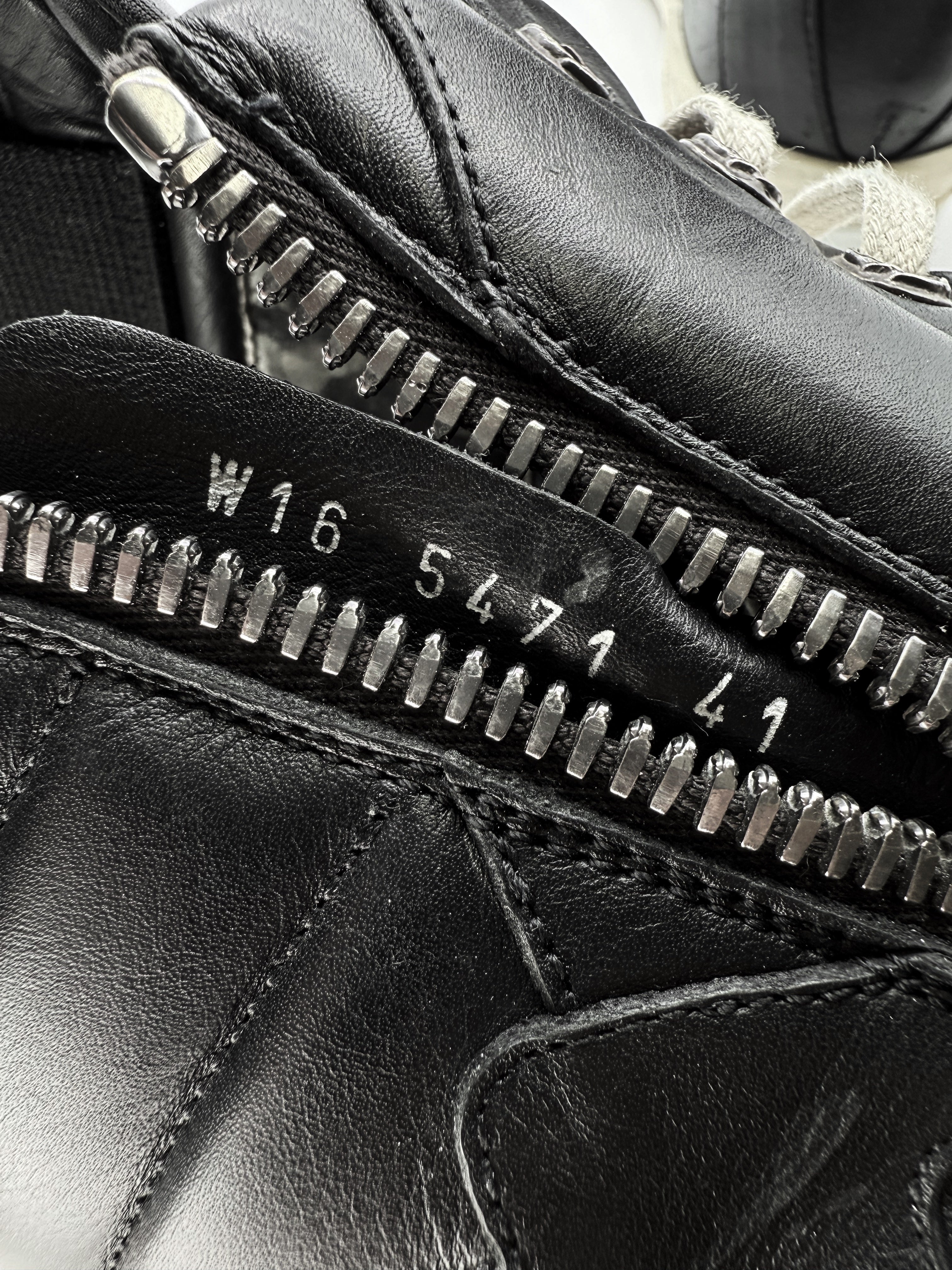 Chrome Hearts x Rick Owens Cross Dagger Hi-top Leather Geobasket Sneakers
