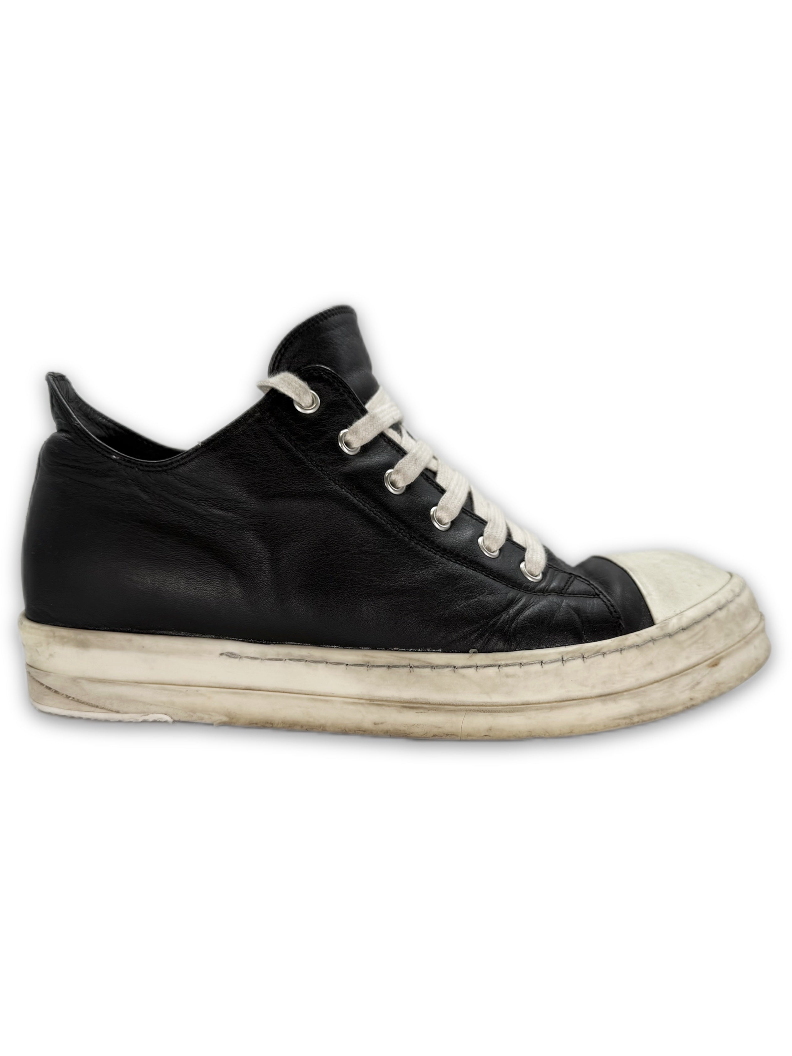 Rick Owens Black Leather ‘Ramone’ Low-top Sneakers