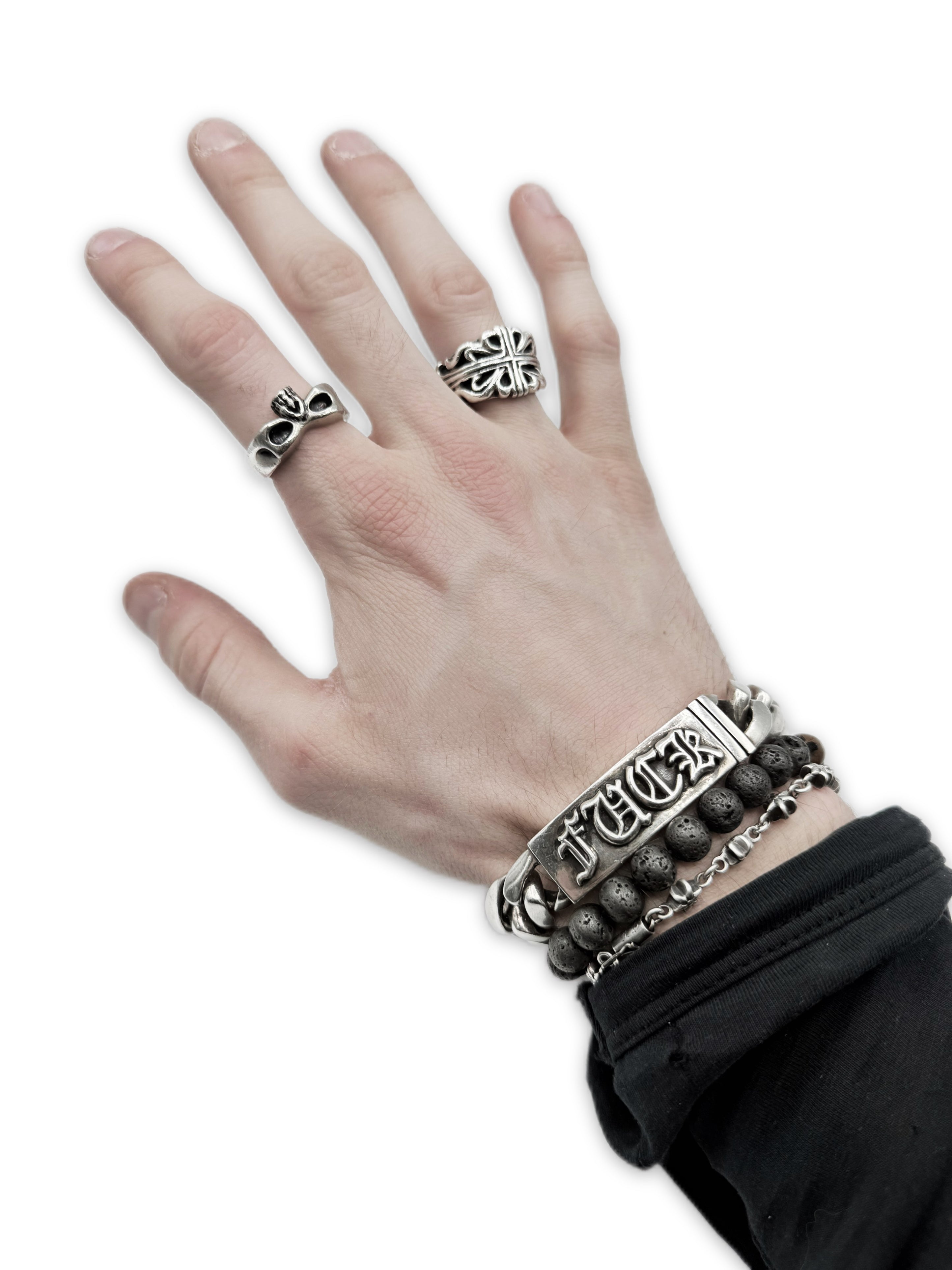 Chrome Hearts ‘Fuck’ ID Cuban Link .925 Silver Bracelet