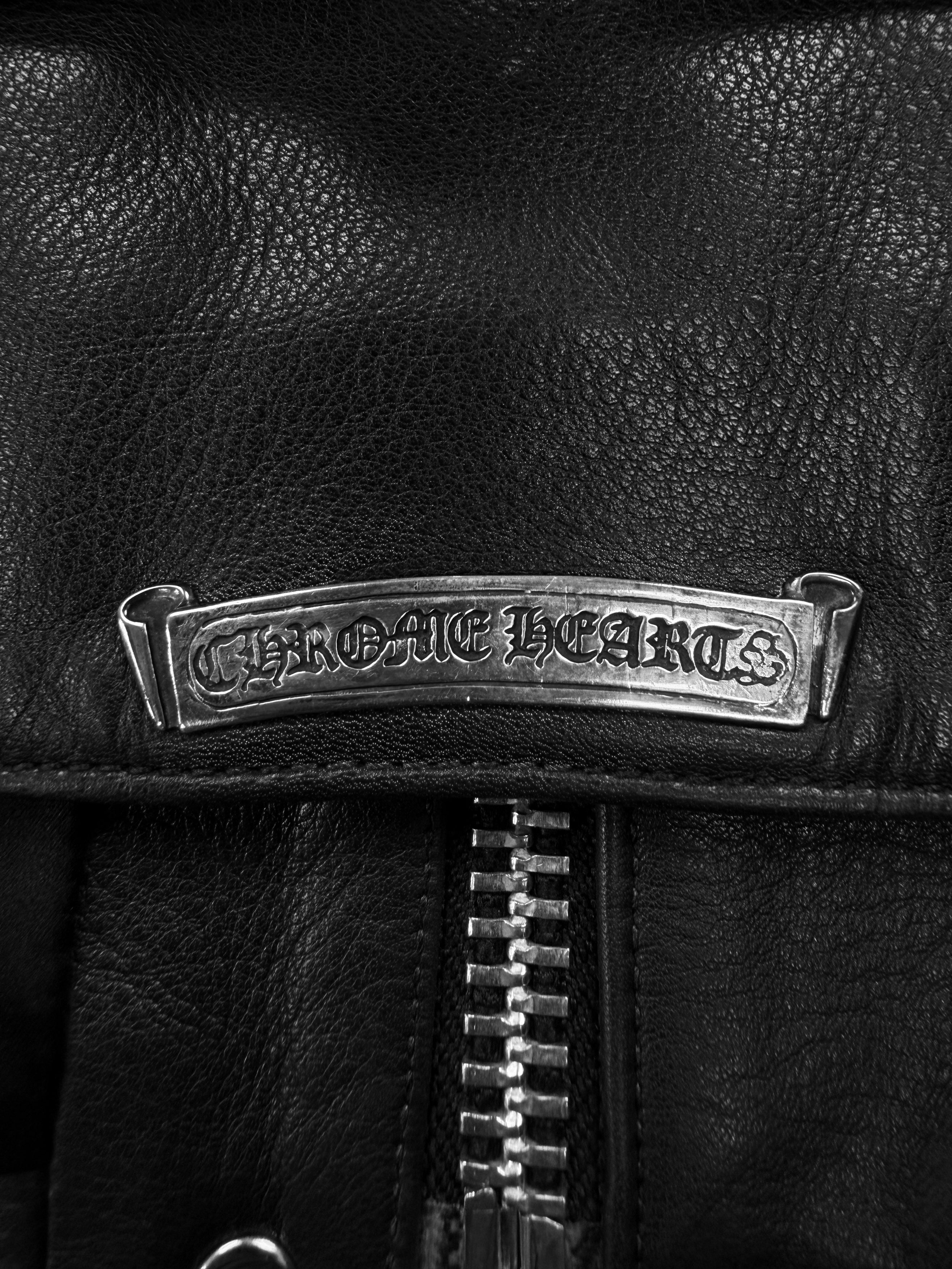 Chrome Hearts ‘Star’ Back Buckle Dagger Zip Leather Patch Vest