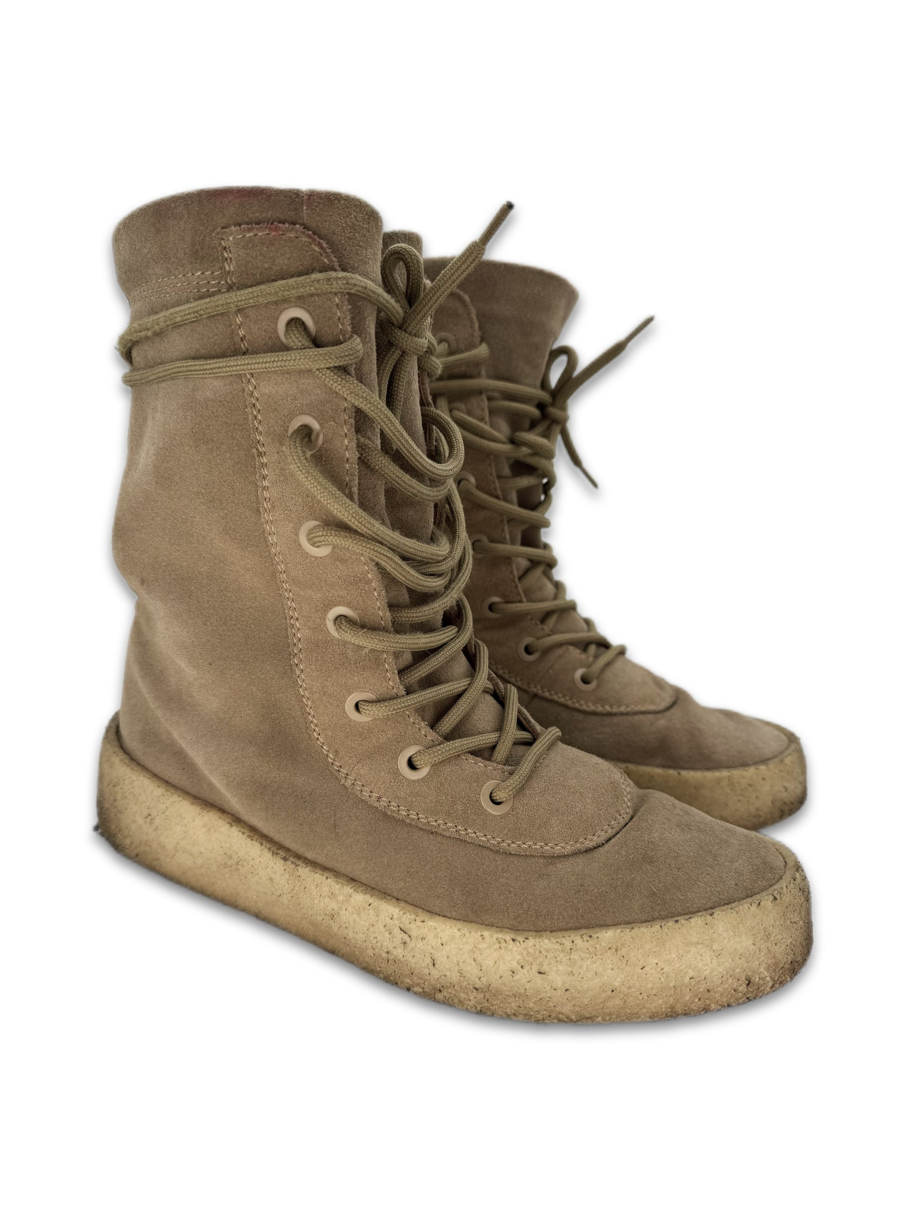 Yeezy Desert Crepe Sole Beige Suede Hi-top Combat Boots