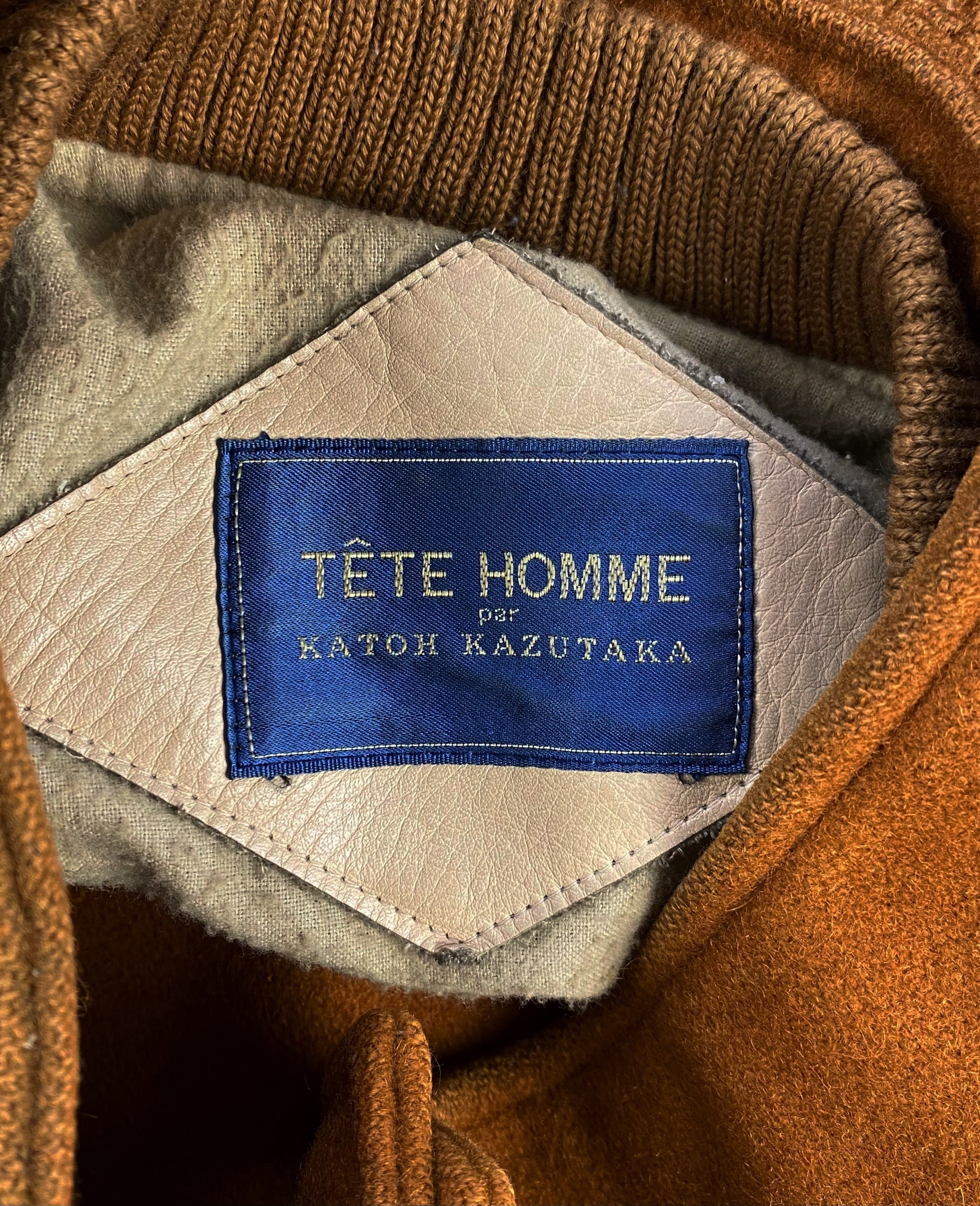 00s Tete Homme Wool Patched Leather Varsity Jacket