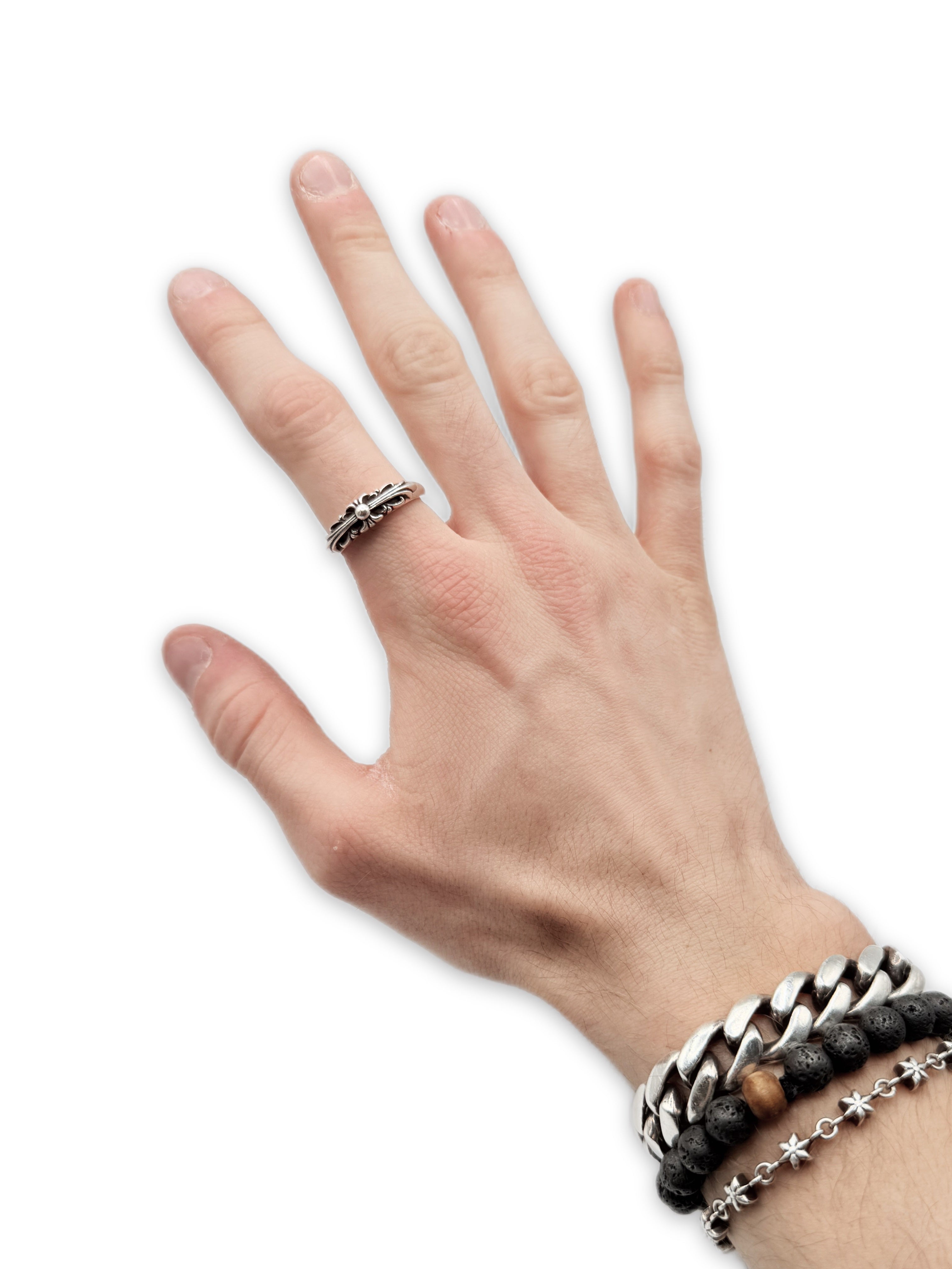 Chrome Hearts Mini Floral .925 Silver Etched Ring
