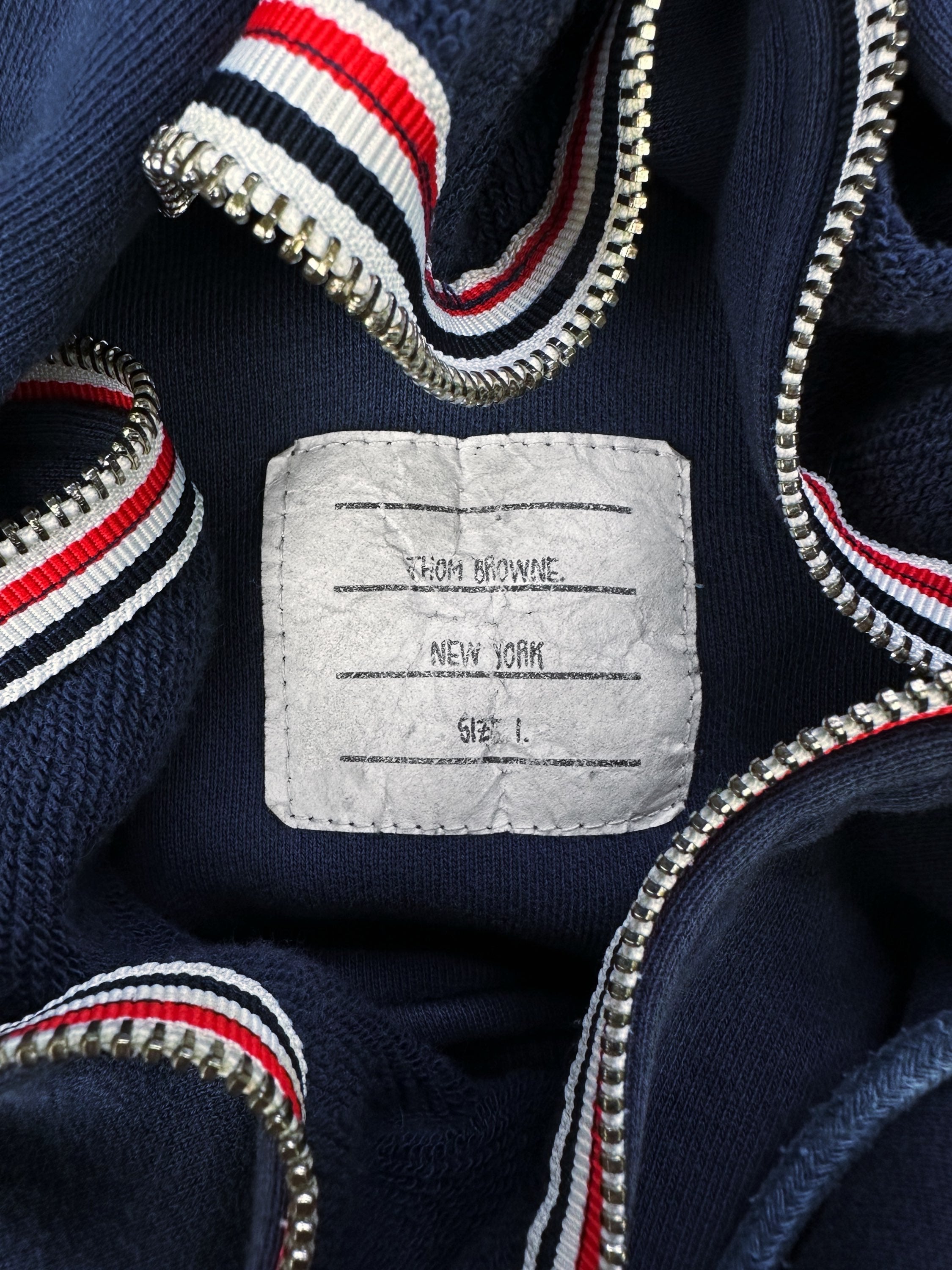 Thom Browne ‘Three Stripe’ Navy Blue Full Zip Hoodie