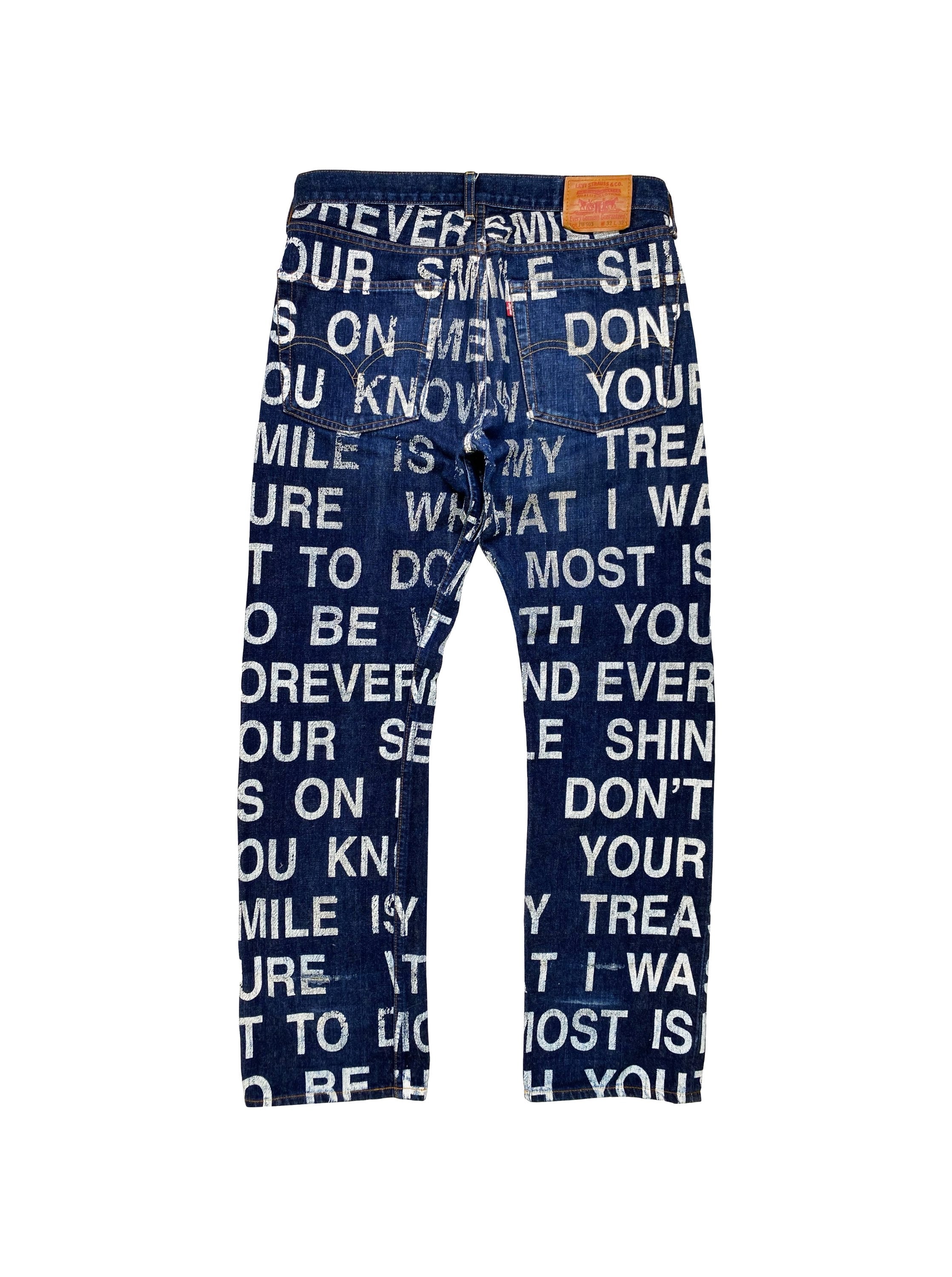 SS02 Junya Watanabe “Forever” Poem Indigo Full Print Denim