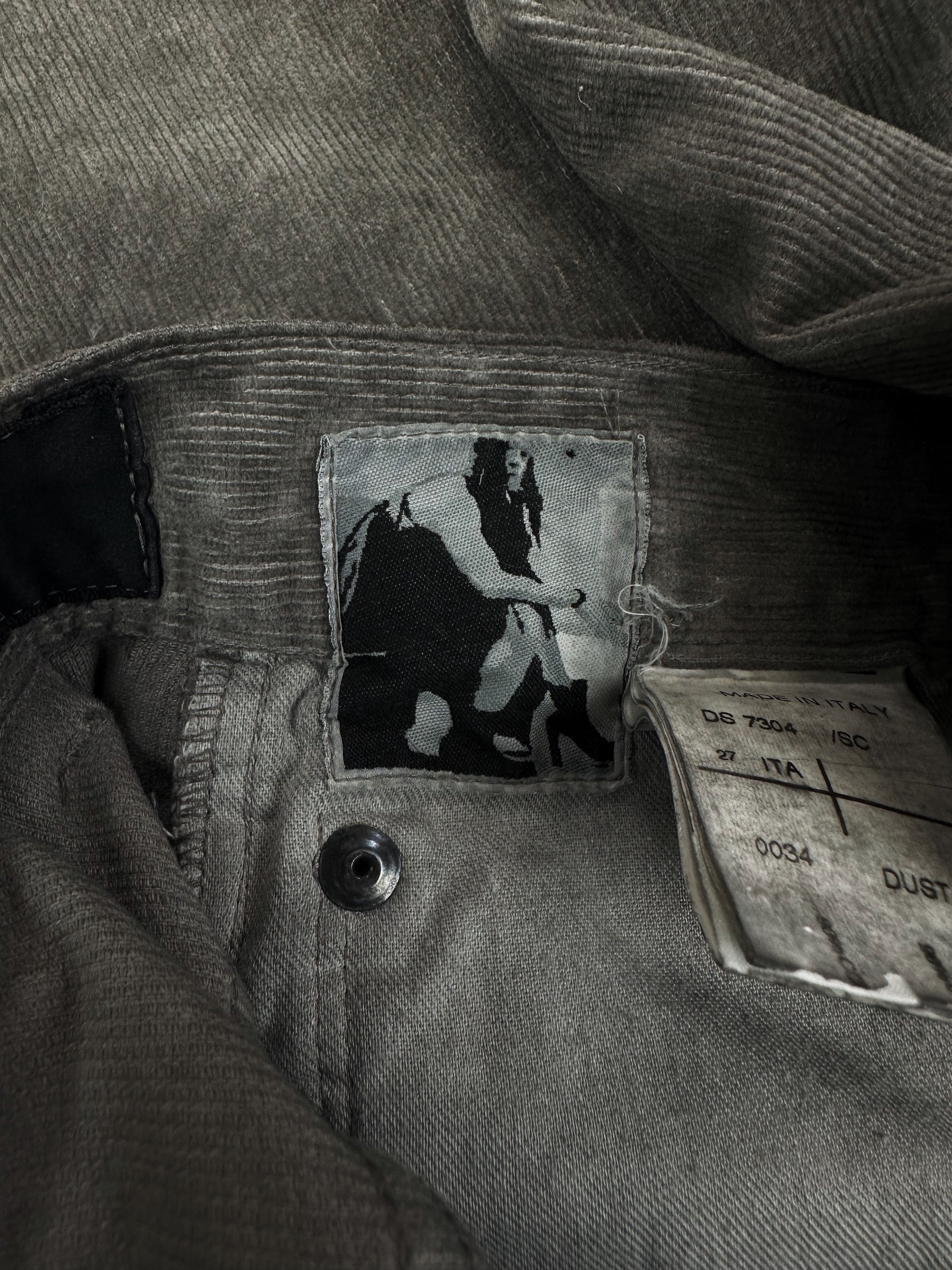 Rick Owens ‘5 Pocket’ Grey Corduroy Elongated Pants