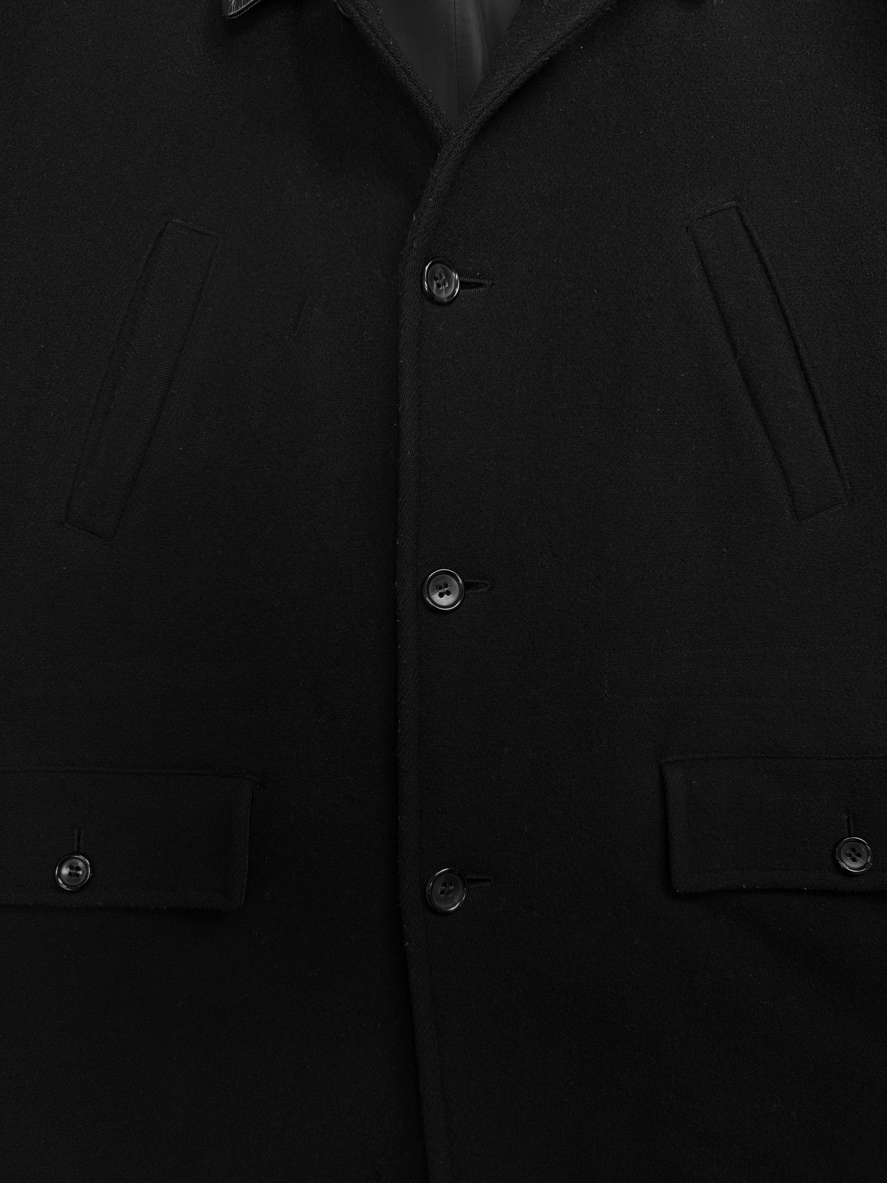 1980s Comme des Garçons Leather Collar Wool Multi Pocket Jacket