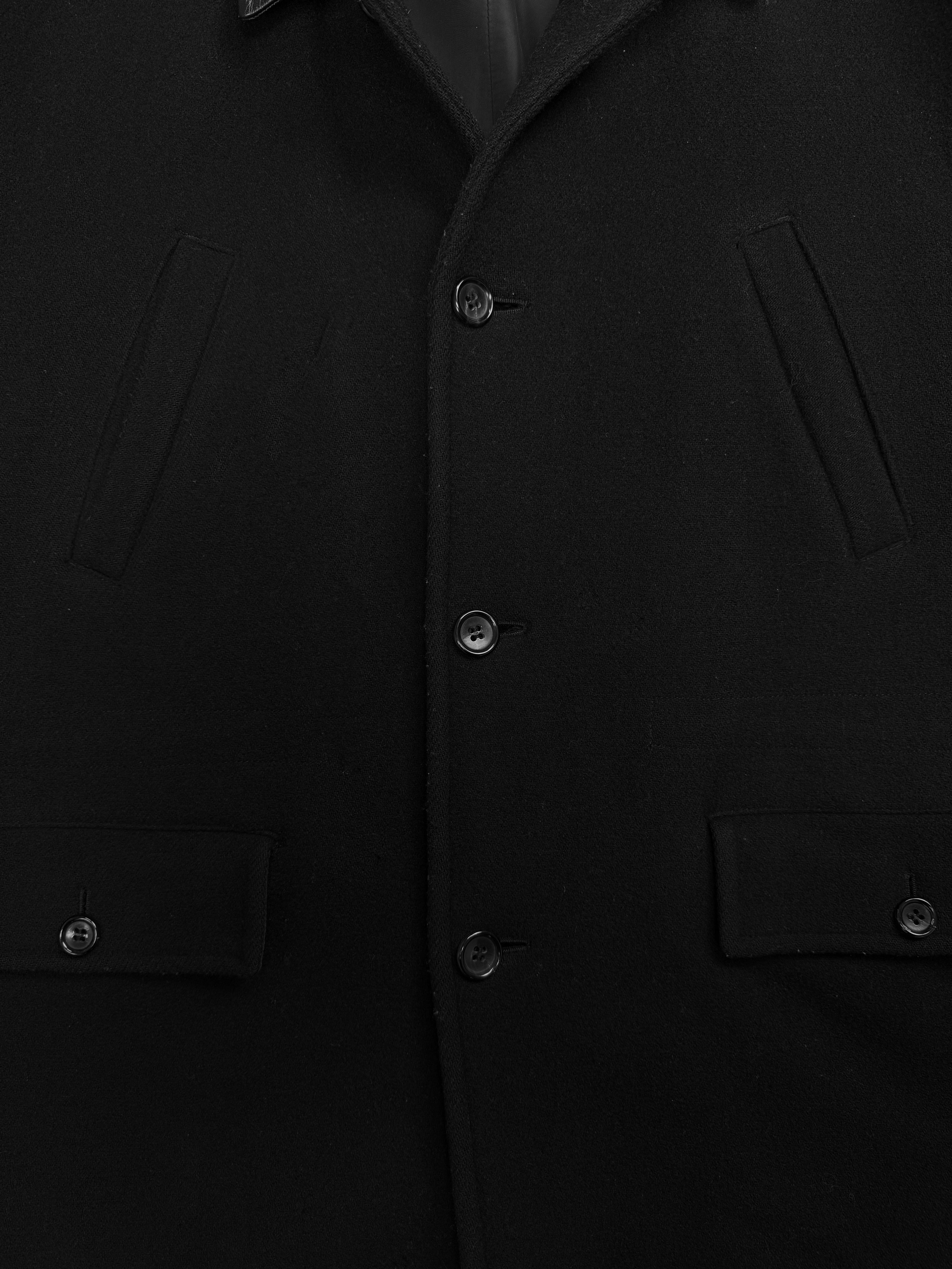 1980s Comme des Garçons Leather Collar Wool Multi Pocket Jacket