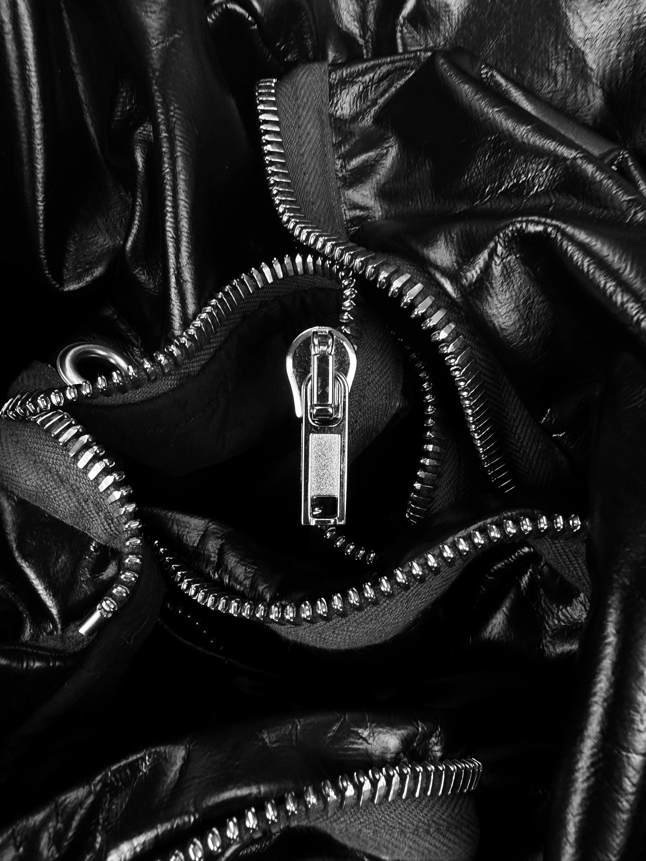 AW22 Rick Owens ‘Gimp’ Mask Black Leather Full-zip Jacket