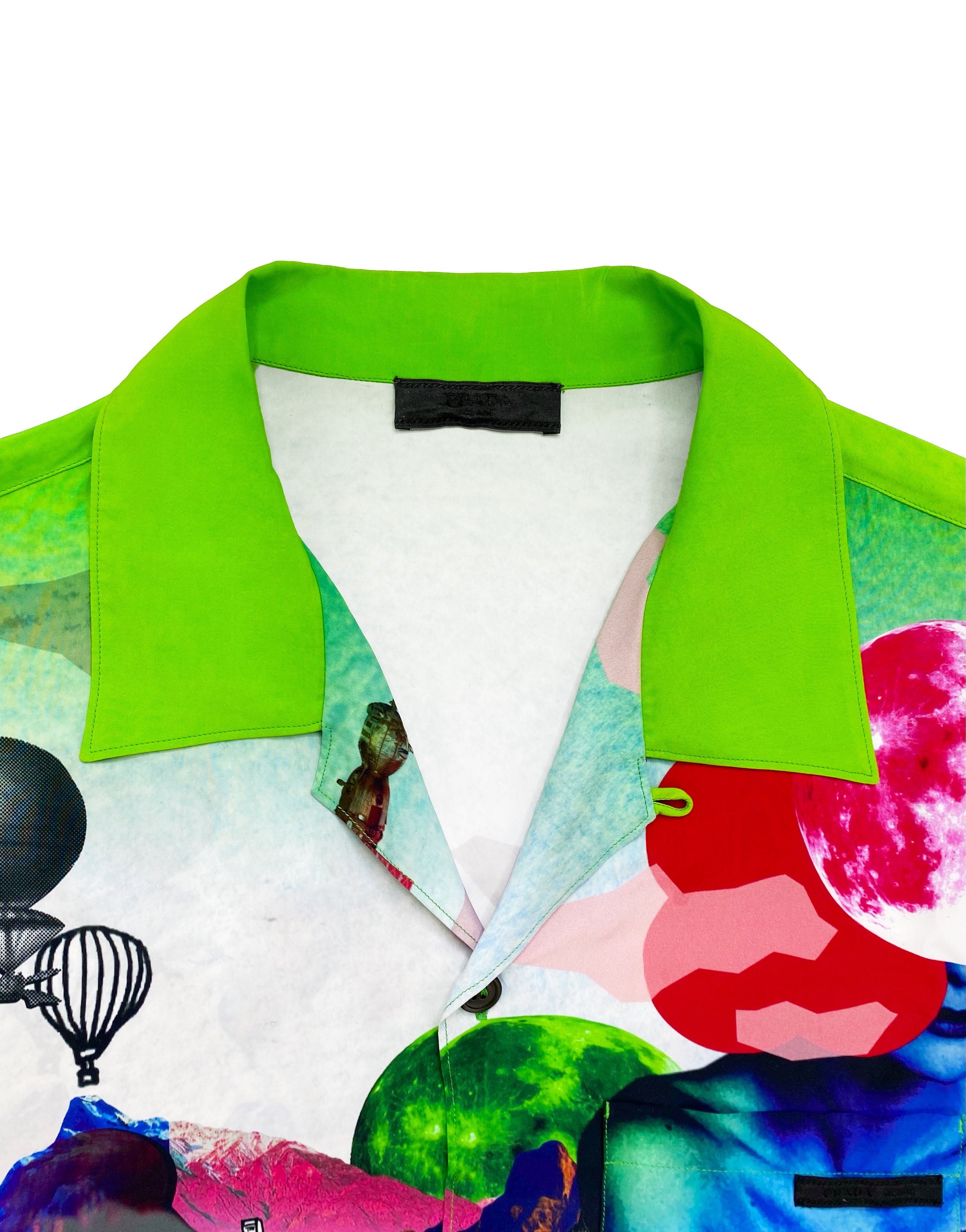 SS16 Prada “Panorama” Digtial Print Short-sleeve Camp Collar