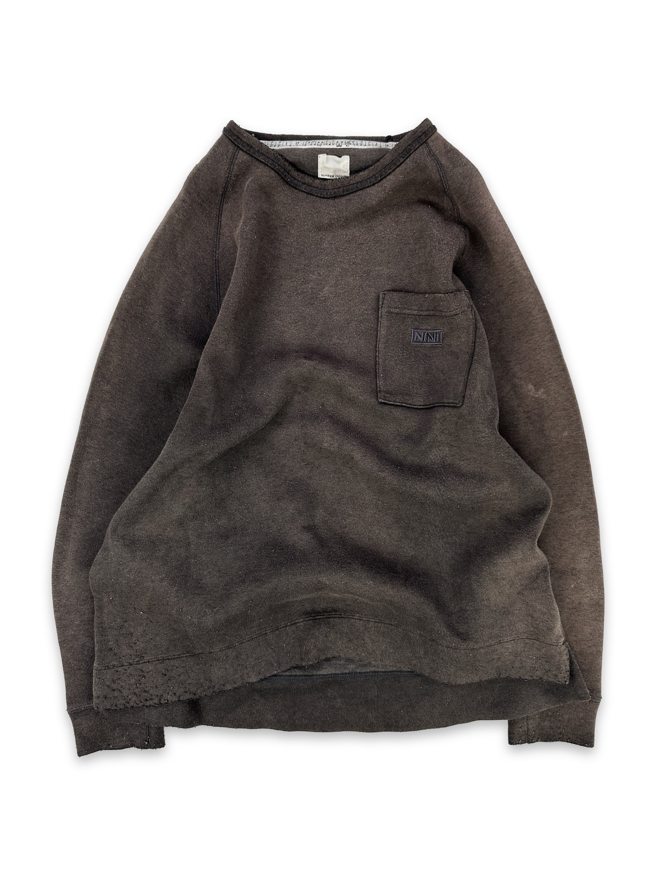 Number (N)ine Sunfaded Heavyweight Embroiderd Raglan Crewneck