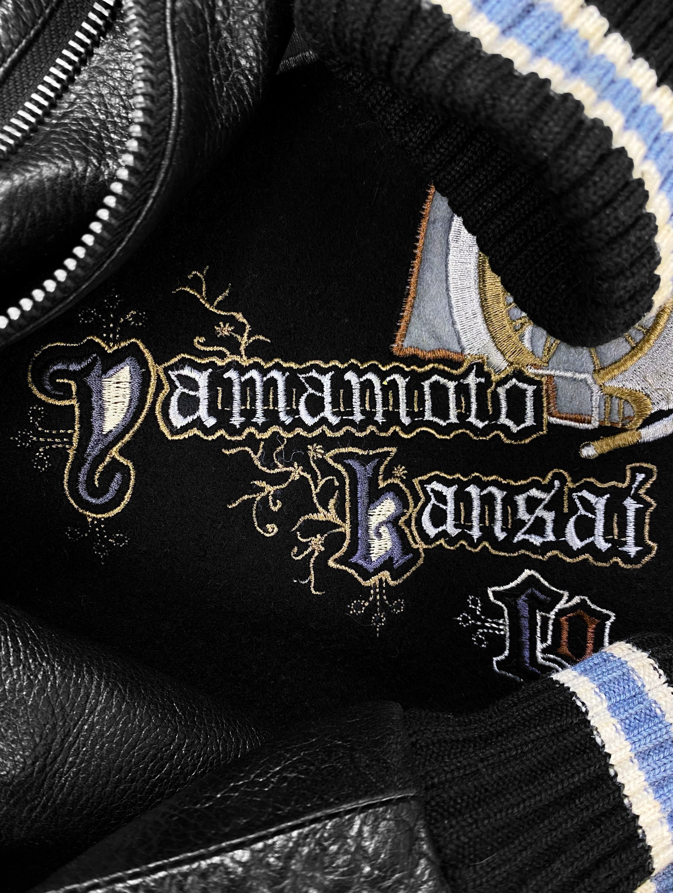 90s Kansai Yamamoto ‘SS100’ Leather Embroidered Varsity Jacket