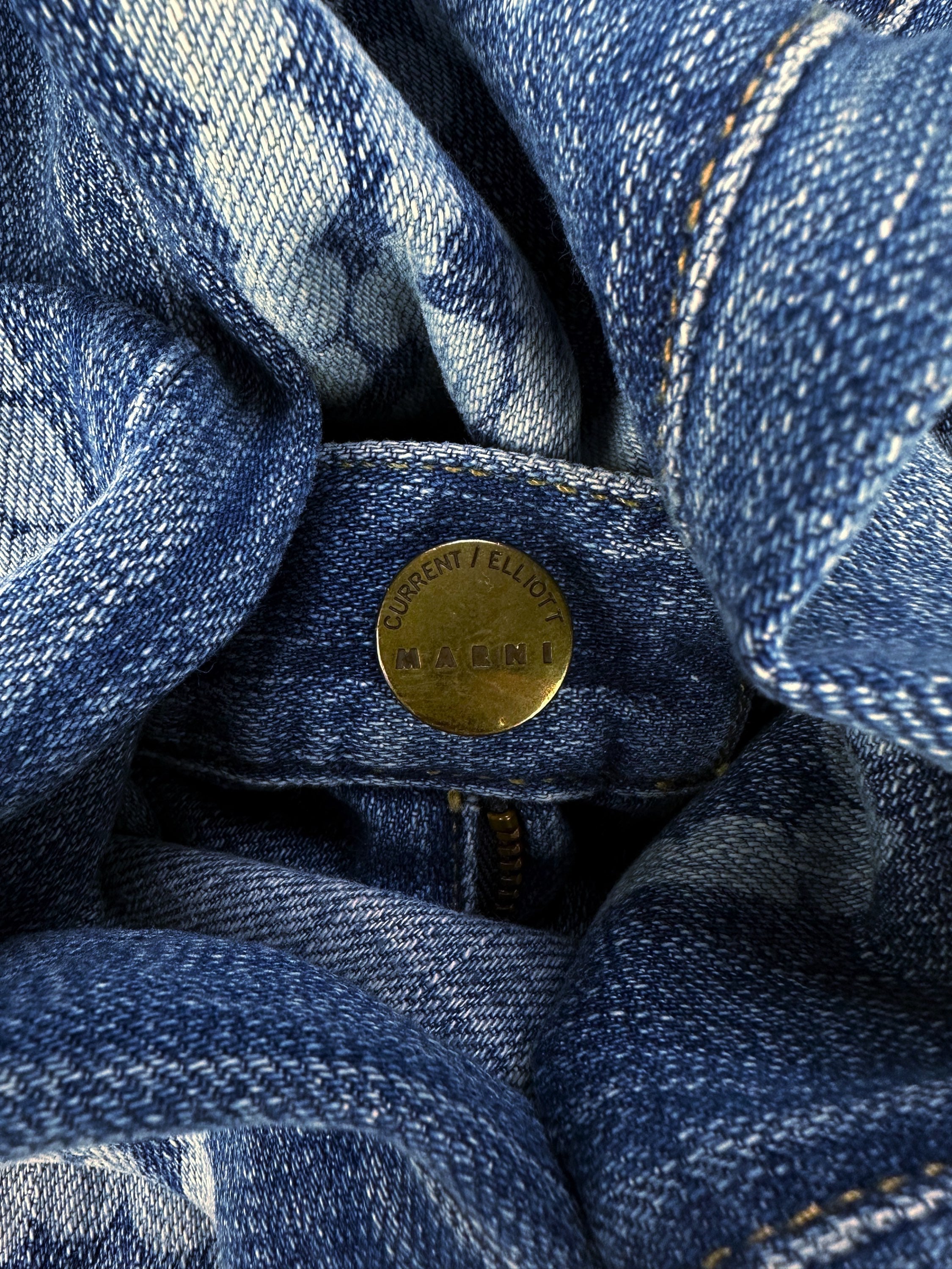 Marni x Current Elliot Trompe L’Oeil Distressed Indigo Denim