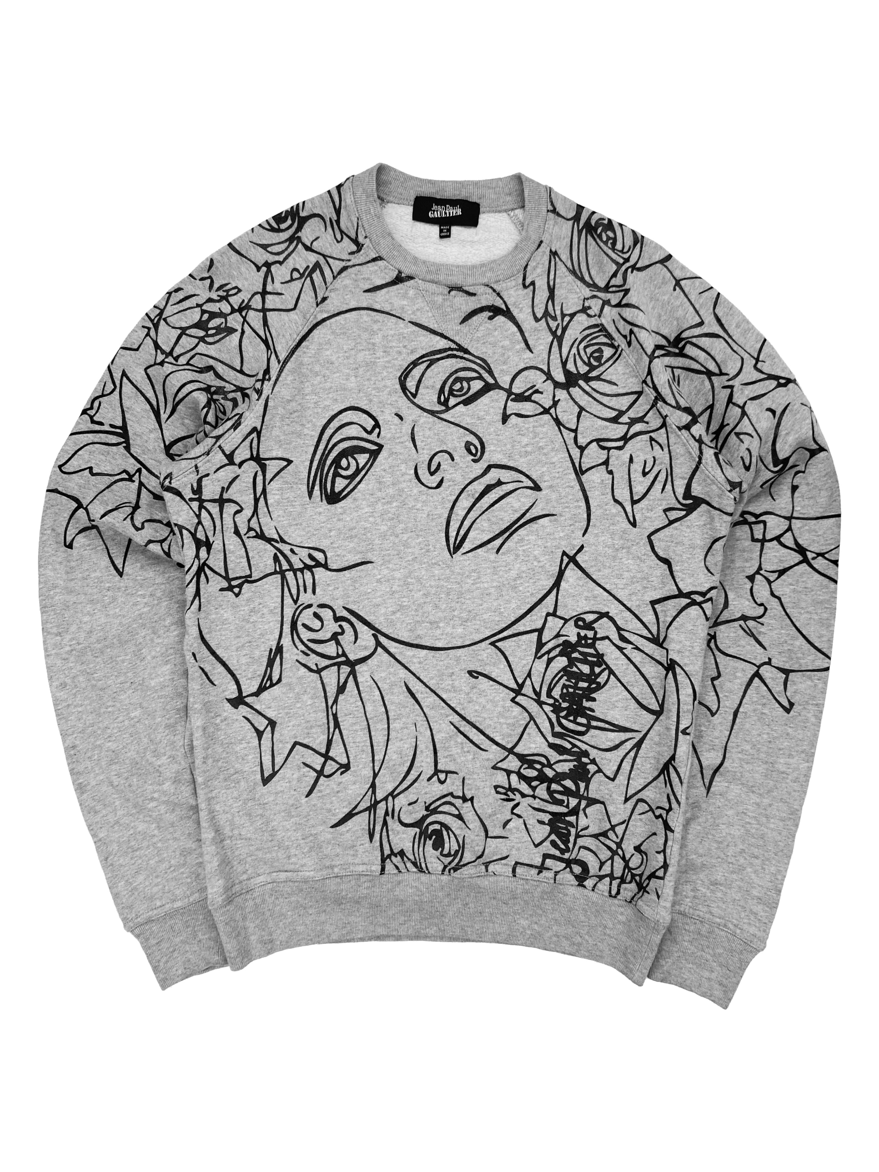 00’s Jean Paul Gaultier “Face” Abstract Stencil Crewneck