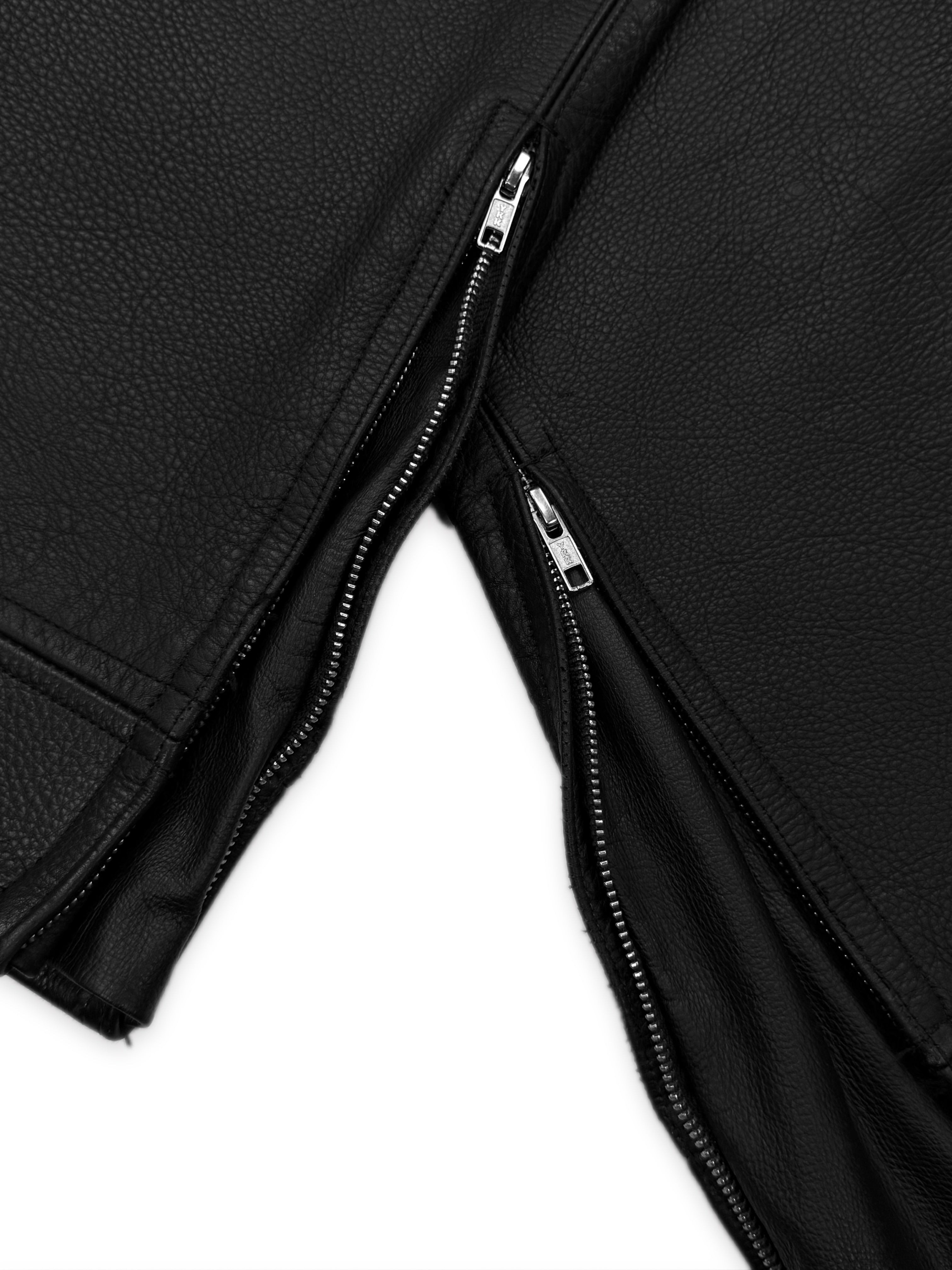 Chrome Hearts Fleur Knee Black Calfskin Leather Flared Pants