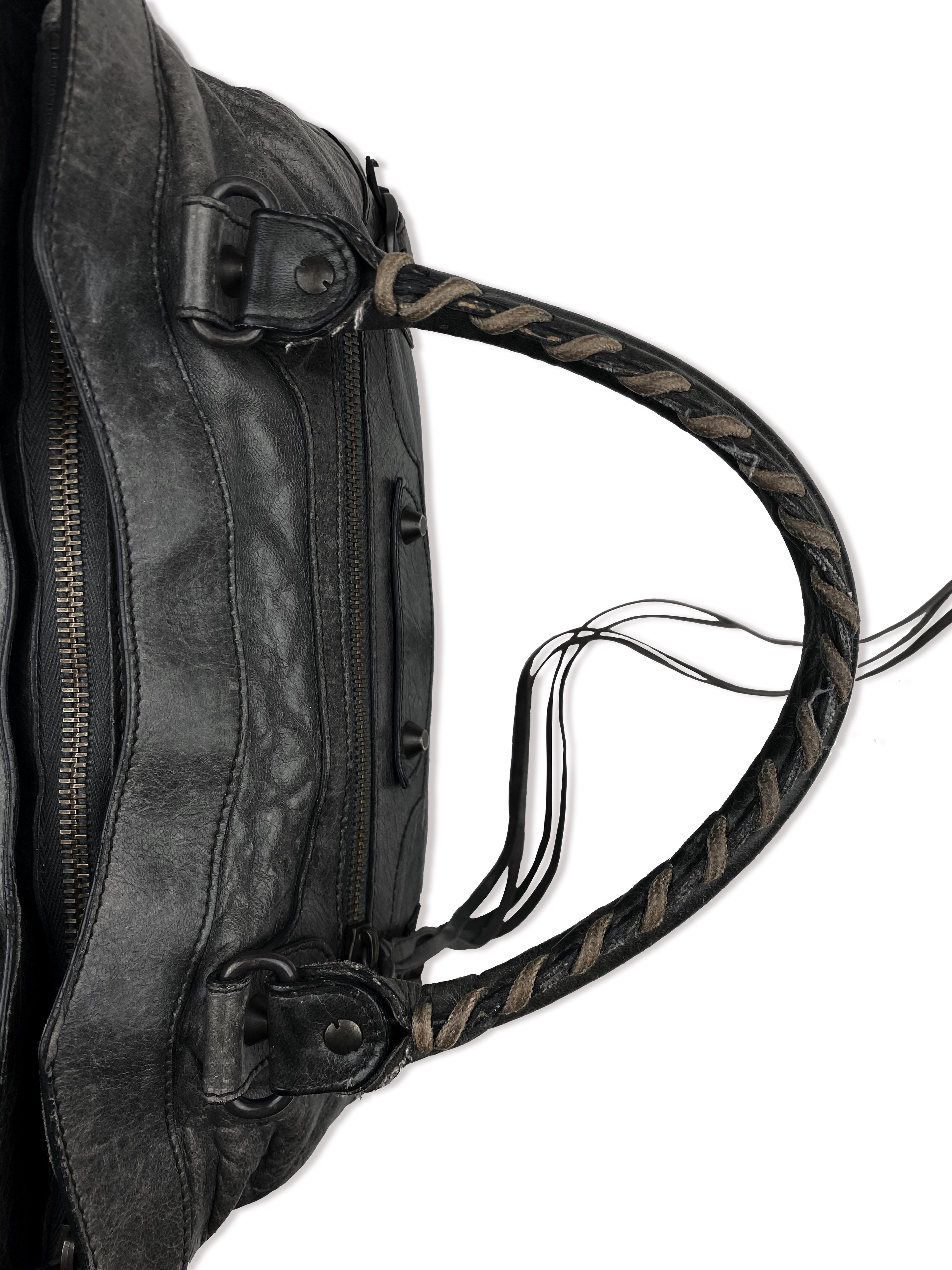 Balenciaga Lambskin Leather Tassel Weaved “City” Bag