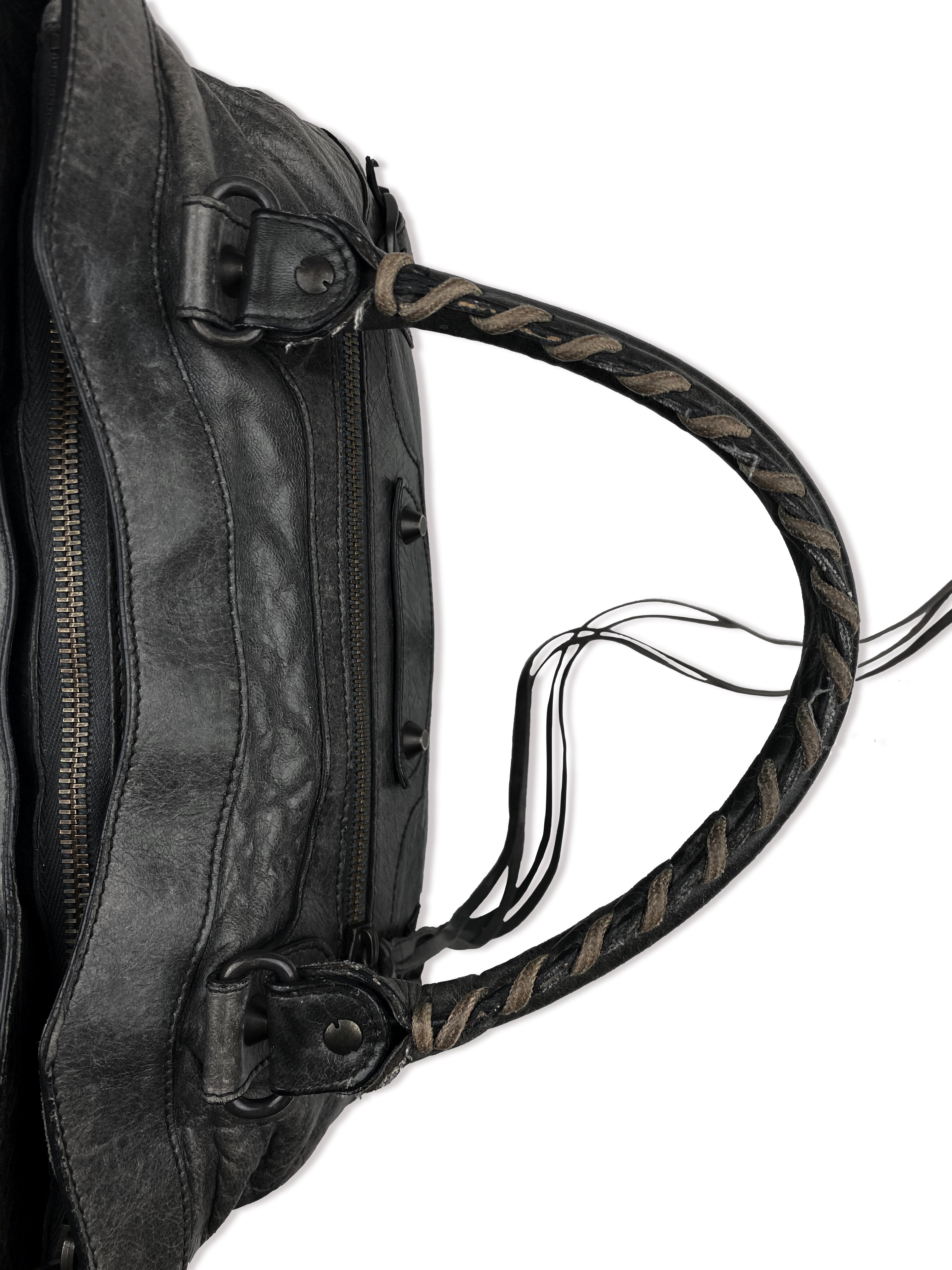 Balenciaga Lambskin Leather Tassel Weaved “City” Bag