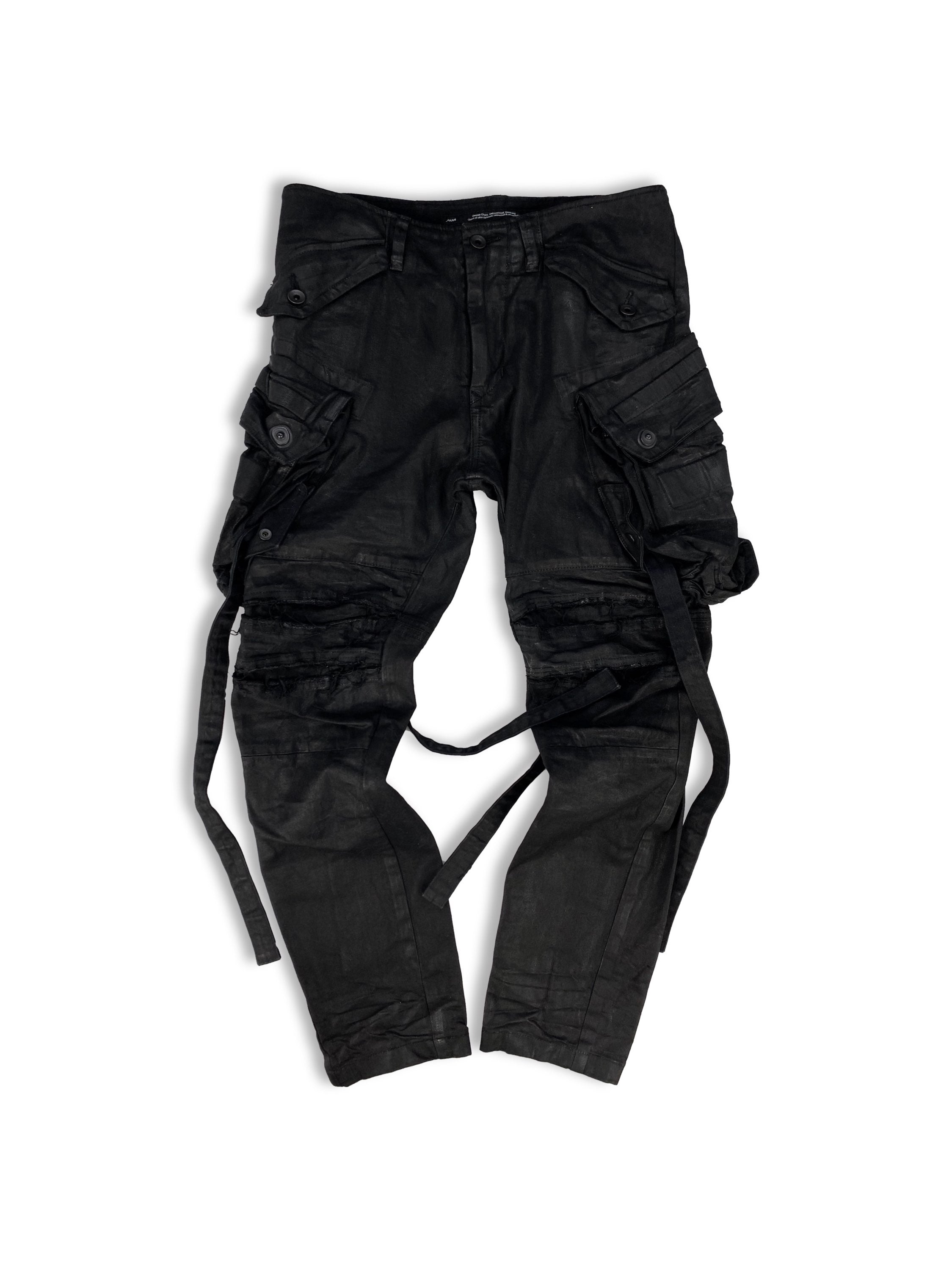 SS22 Julius_7 ‘Gas Mask’ Waxed Bondage 3D Cargo Pants