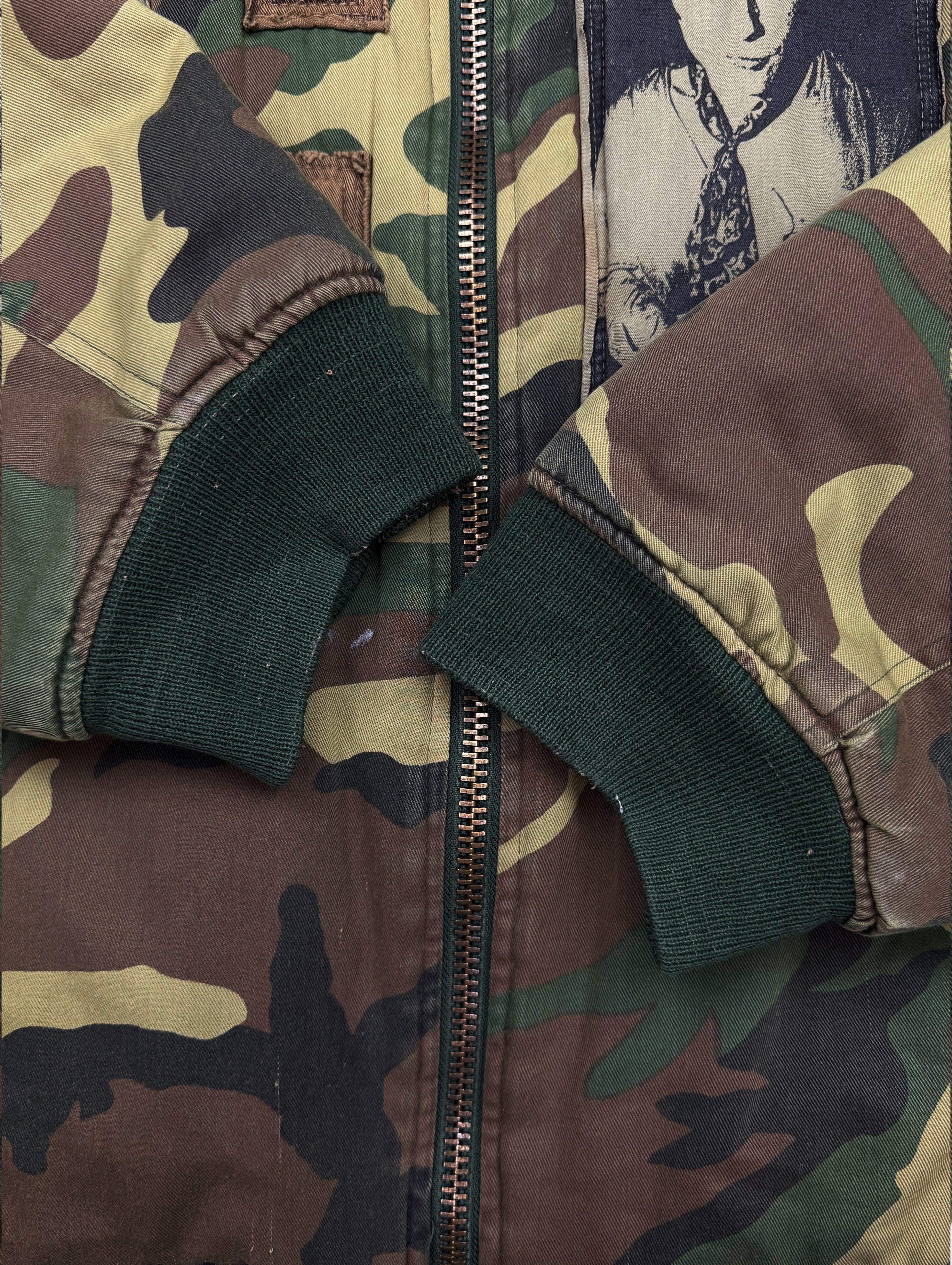 AW01 Raf Simons ‘Riot Riot Riot’ Camouflage Patched Bomber Jacket